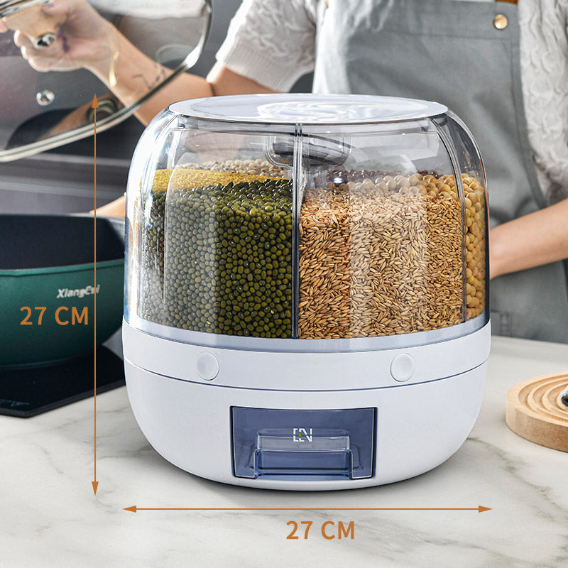 EveryFilterStore 360° Rotating 6-Grid Grain & Cereal Dispenser