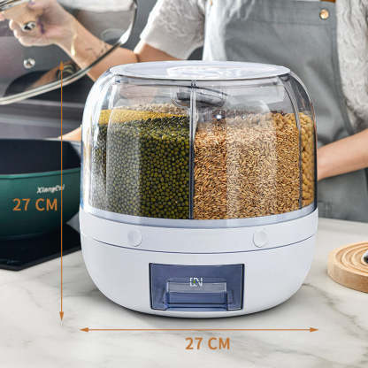 EveryFilterStore 360° Rotating 6-Grid Grain & Cereal Dispenser