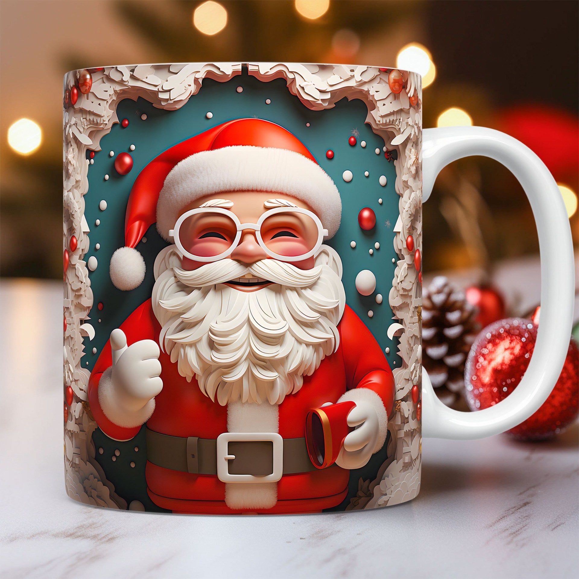 EveryFilterStore 3D Festive Christmas Ceramic Mug & Coffee Cup