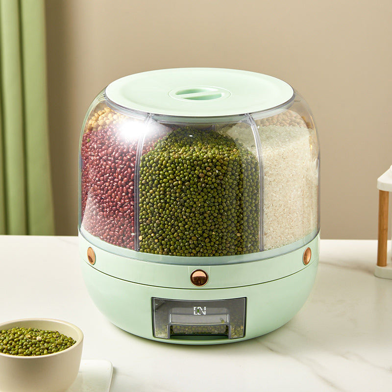 EveryFilterStore 360° Rotating 6-Grid Grain & Cereal Dispenser
