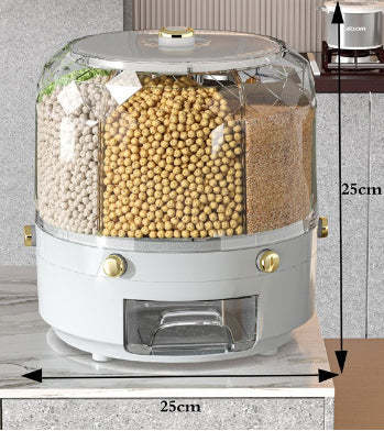 EveryFilterStore 360° Rotating 6-Grid Grain & Cereal Dispenser