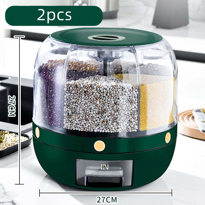 EveryFilterStore 360° Rotating 6-Grid Grain & Cereal Dispenser