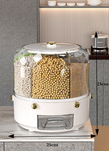 EveryFilterStore 360° Rotating 6-Grid Grain & Cereal Dispenser