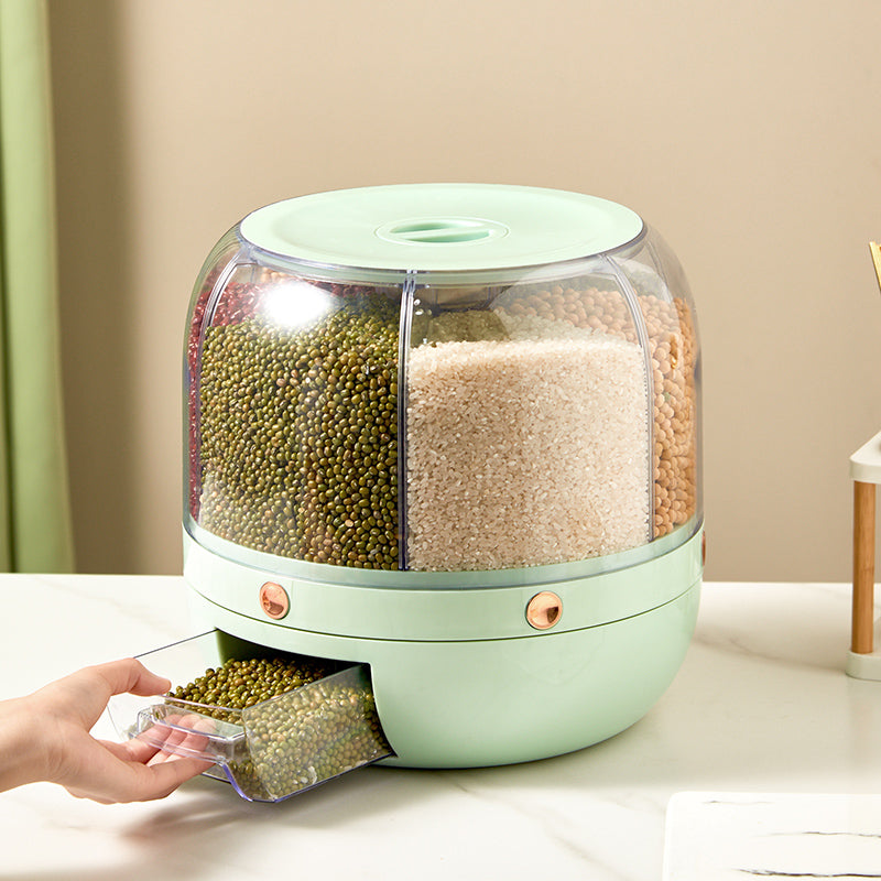 EveryFilterStore 360° Rotating 6-Grid Grain & Cereal Dispenser