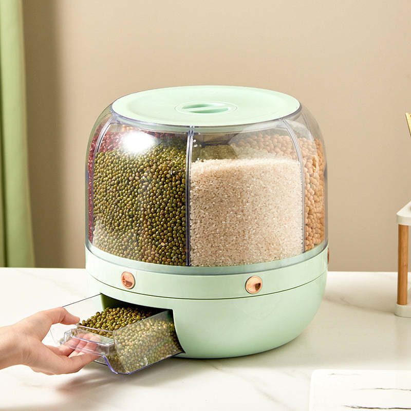 EveryFilterStore 360° Rotating 6-Grid Grain & Cereal Dispenser