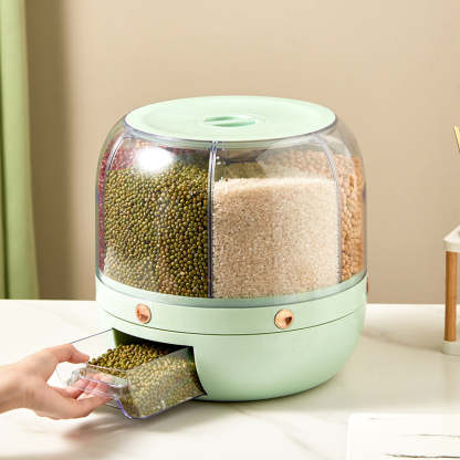 EveryFilterStore 360° Rotating 6-Grid Grain & Cereal Dispenser