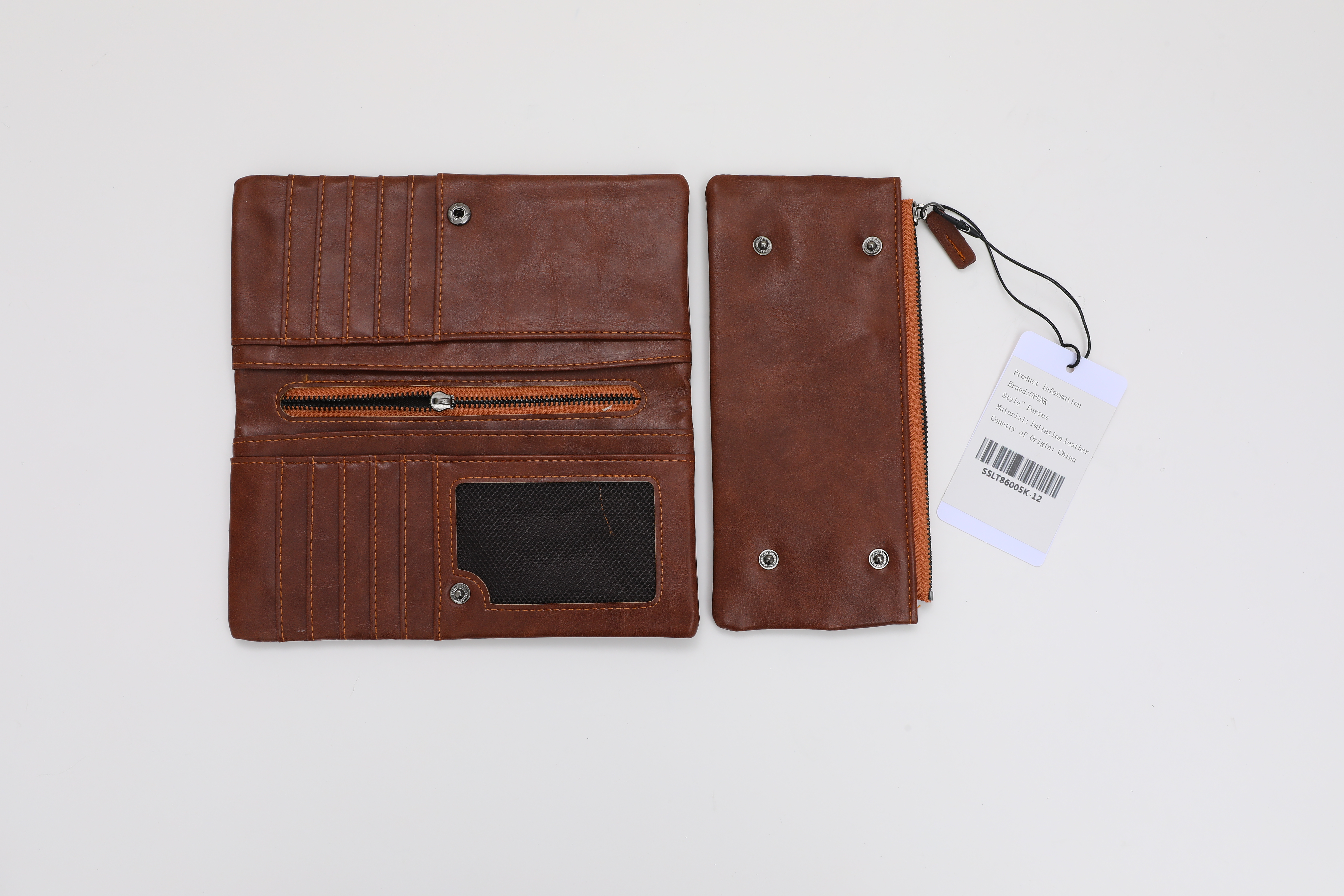 GPUNK Long Wallet for Men Coin Pocket Card Checkbook Wallets Large Capacity Purse, Brown
