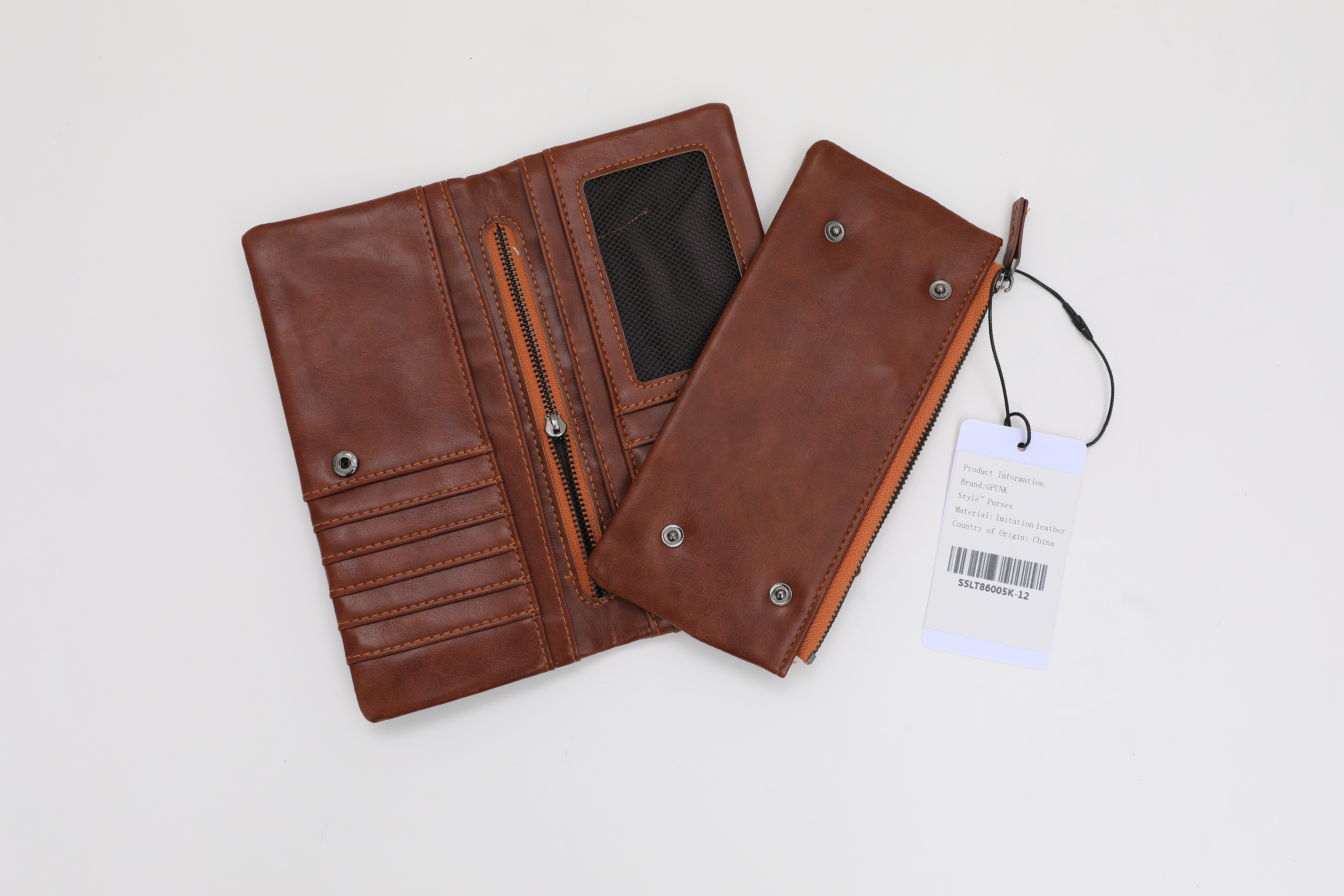 GPUNK Long Wallet for Men Coin Pocket Card Checkbook Wallets Large Capacity Purse, Brown