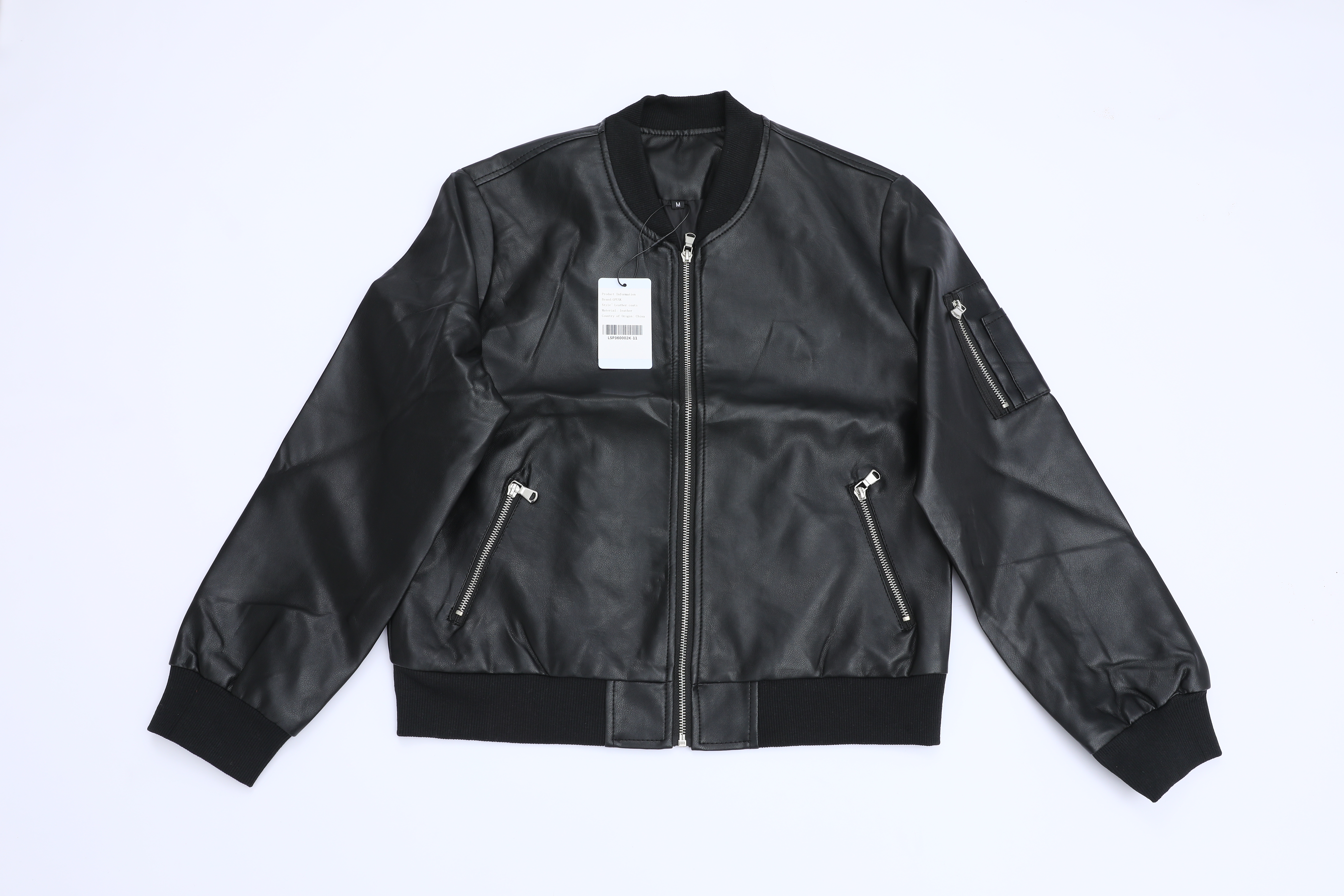 GPUNK Men’s Leather Motorcycle Jacket Black Style Baseball Collar Biker Leather Coat