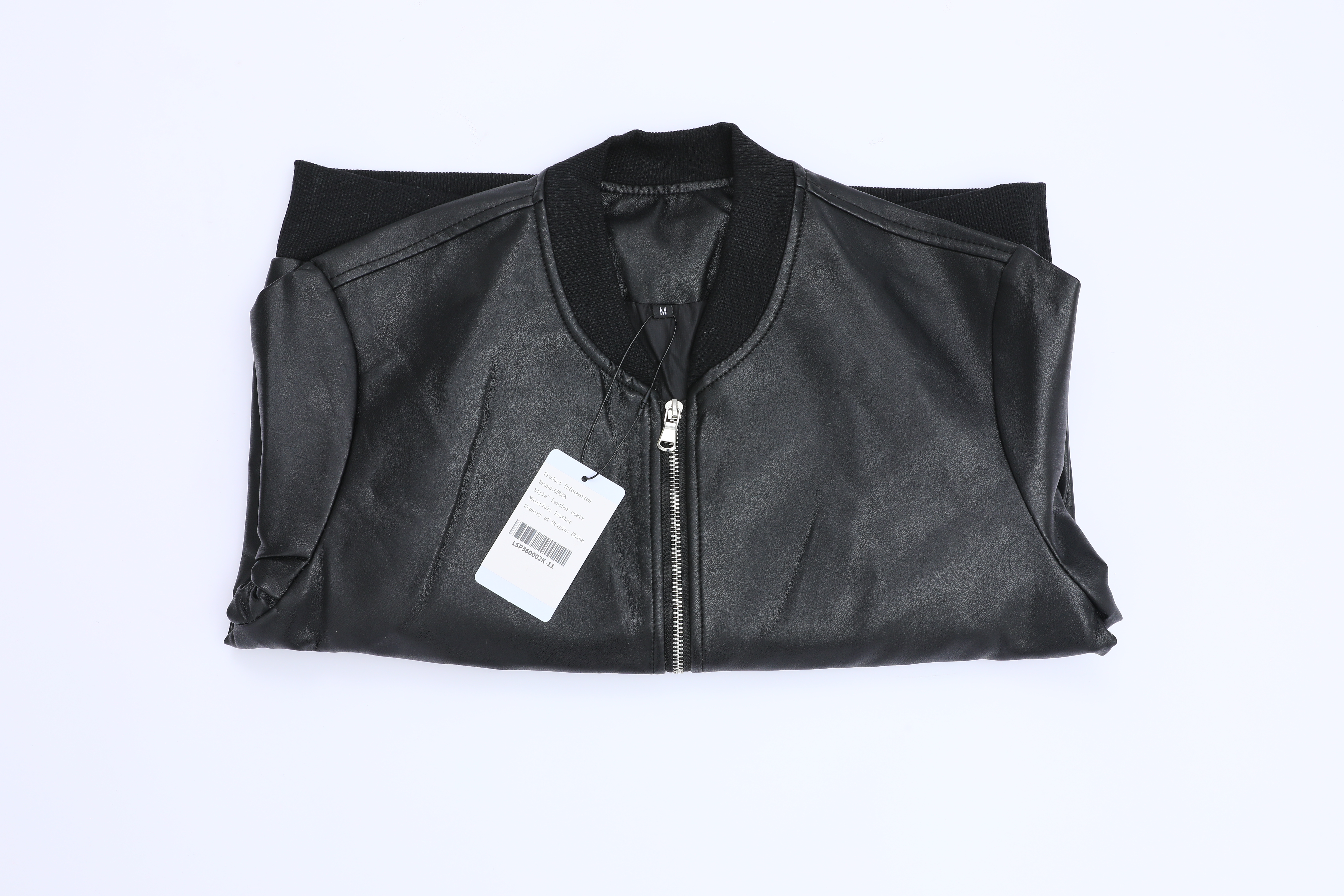 GPUNK Men’s Leather Motorcycle Jacket Black Style Baseball Collar Biker Leather Coat