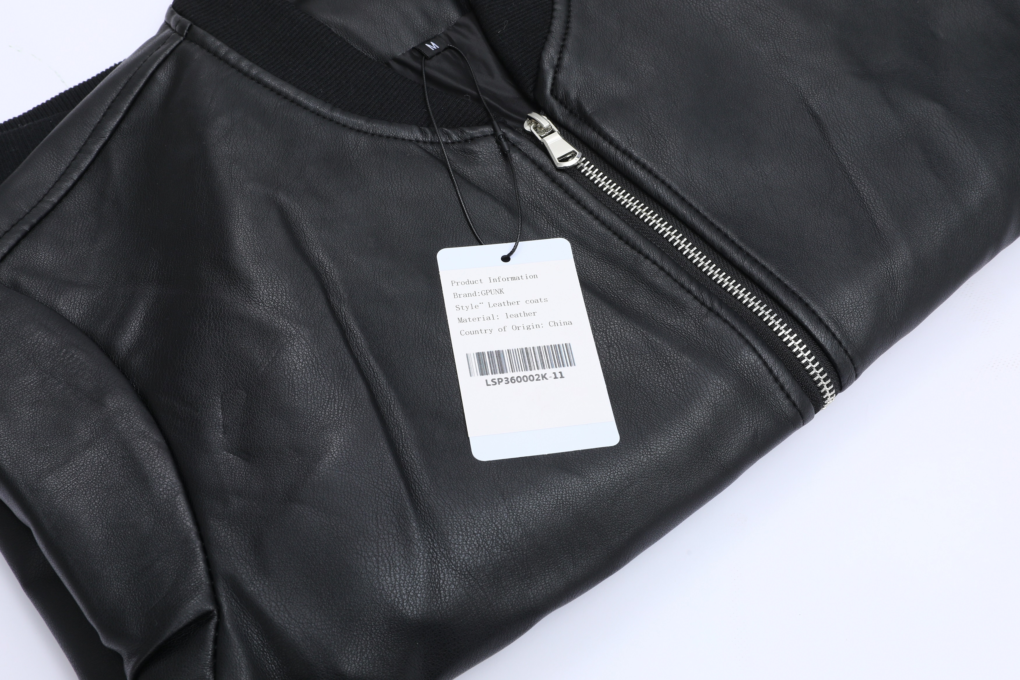 GPUNK Men’s Leather Motorcycle Jacket Black Style Baseball Collar Biker Leather Coat