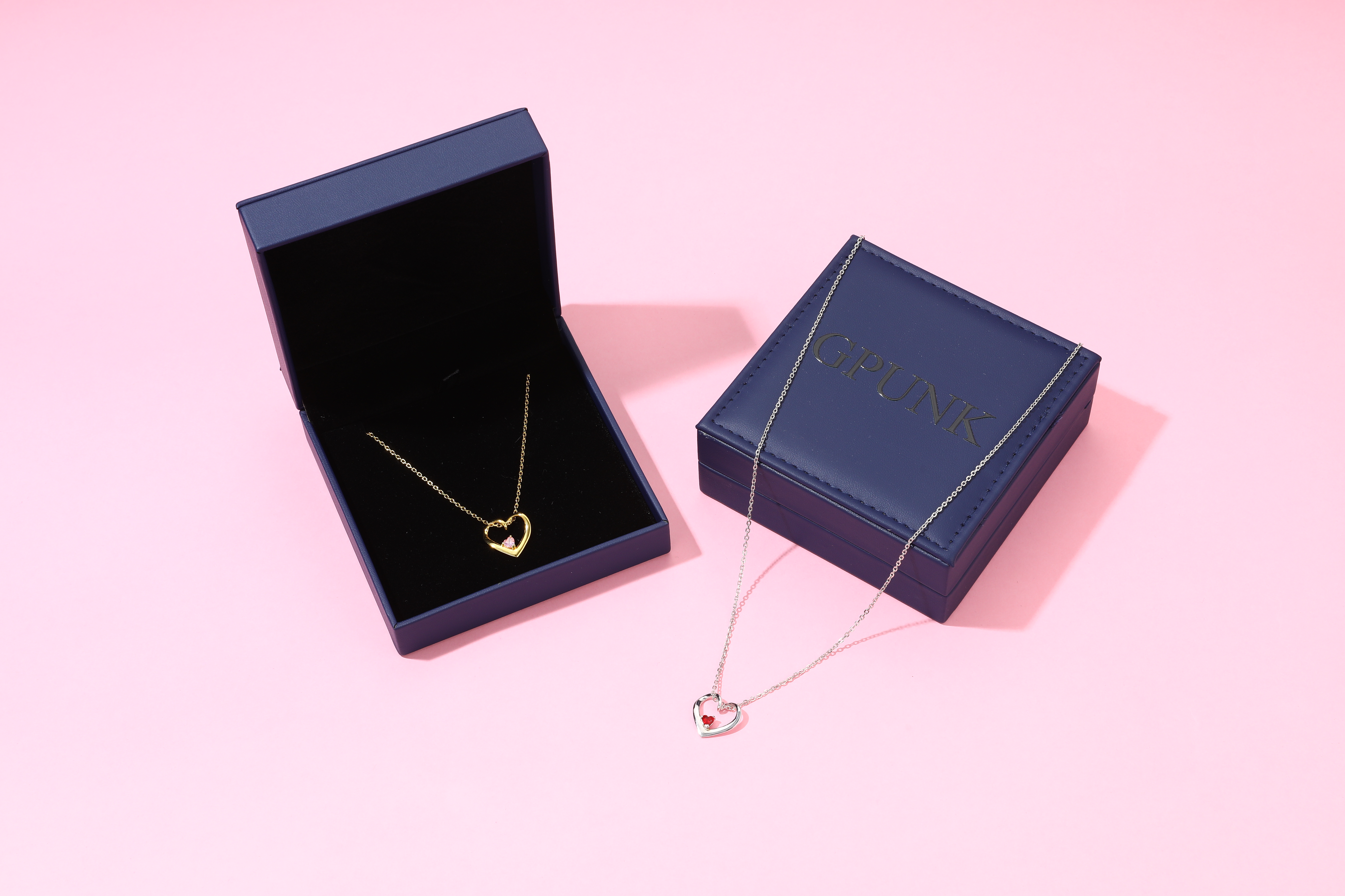 GPUNK Cute Heart Necklace Dainty 14k Gold Plated Tiny Heart Pendant Choker Necklaces Heart Birthstone Necklace for Women Simple Necklace for Women Trendy Jewelry