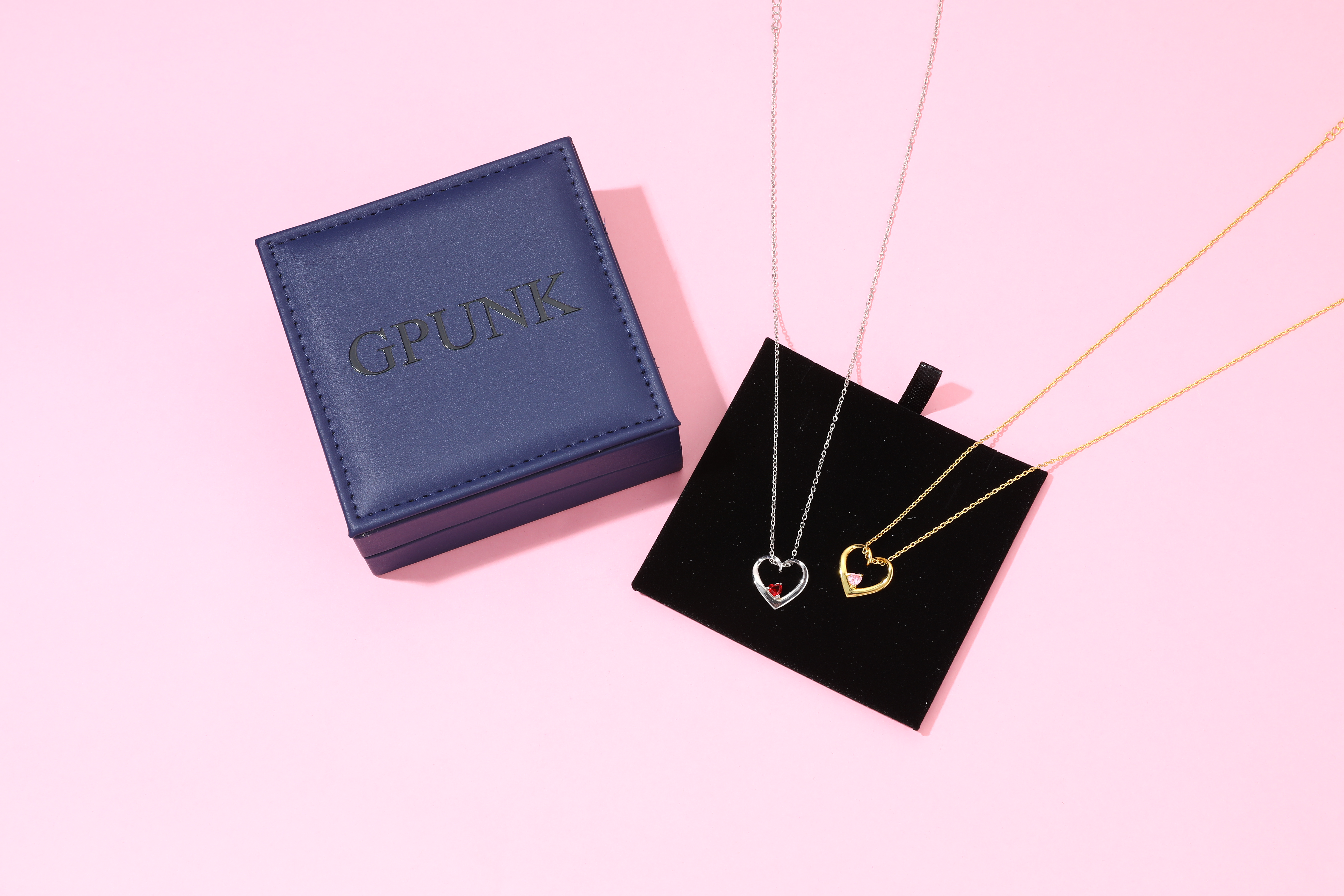 GPUNK Cute Heart Necklace Dainty 14k Gold Plated Tiny Heart Pendant Choker Necklaces Heart Birthstone Necklace for Women Simple Necklace for Women Trendy Jewelry