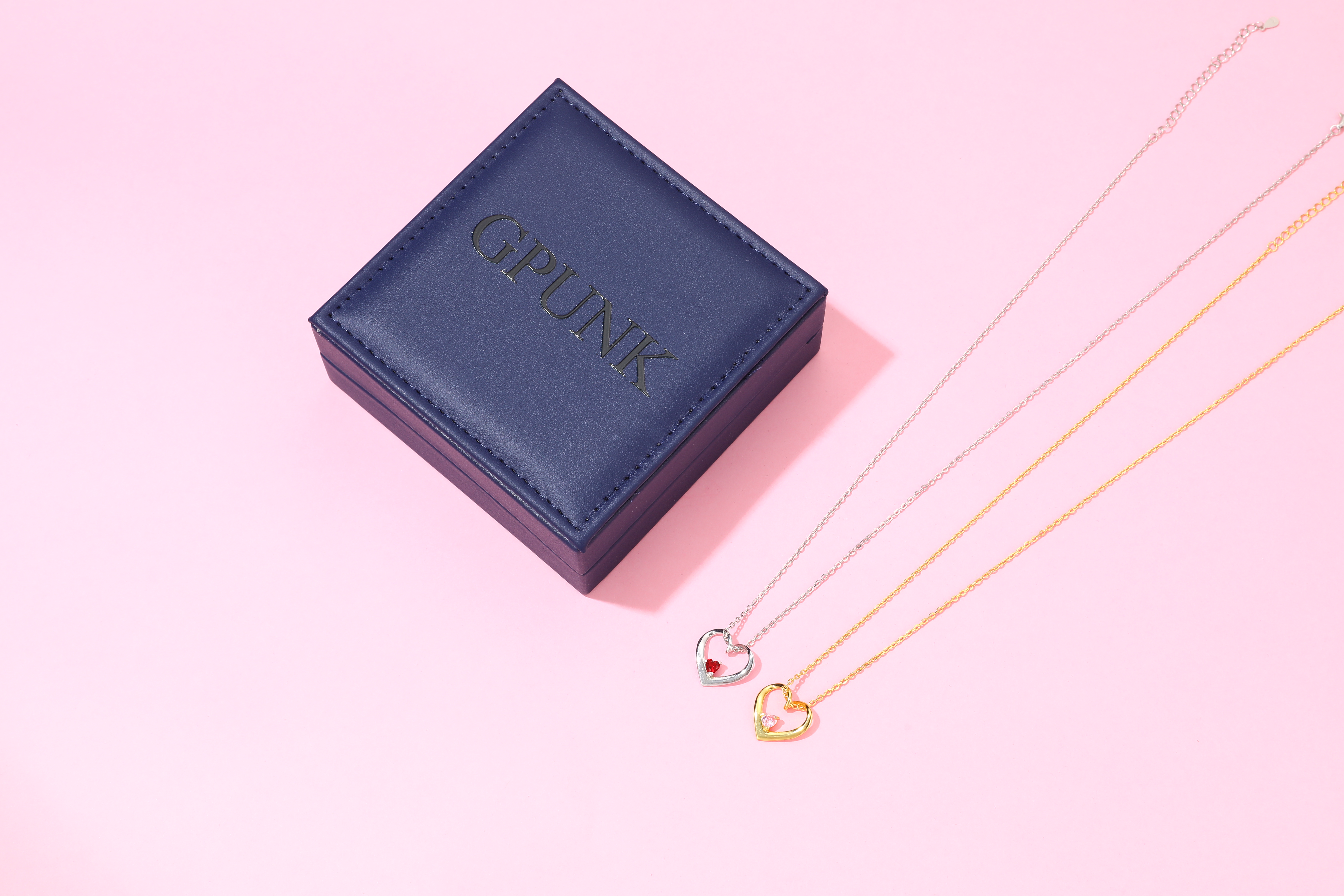 GPUNK Cute Heart Necklace Dainty 14k Gold Plated Tiny Heart Pendant Choker Necklaces Heart Birthstone Necklace for Women Simple Necklace for Women Trendy Jewelry
