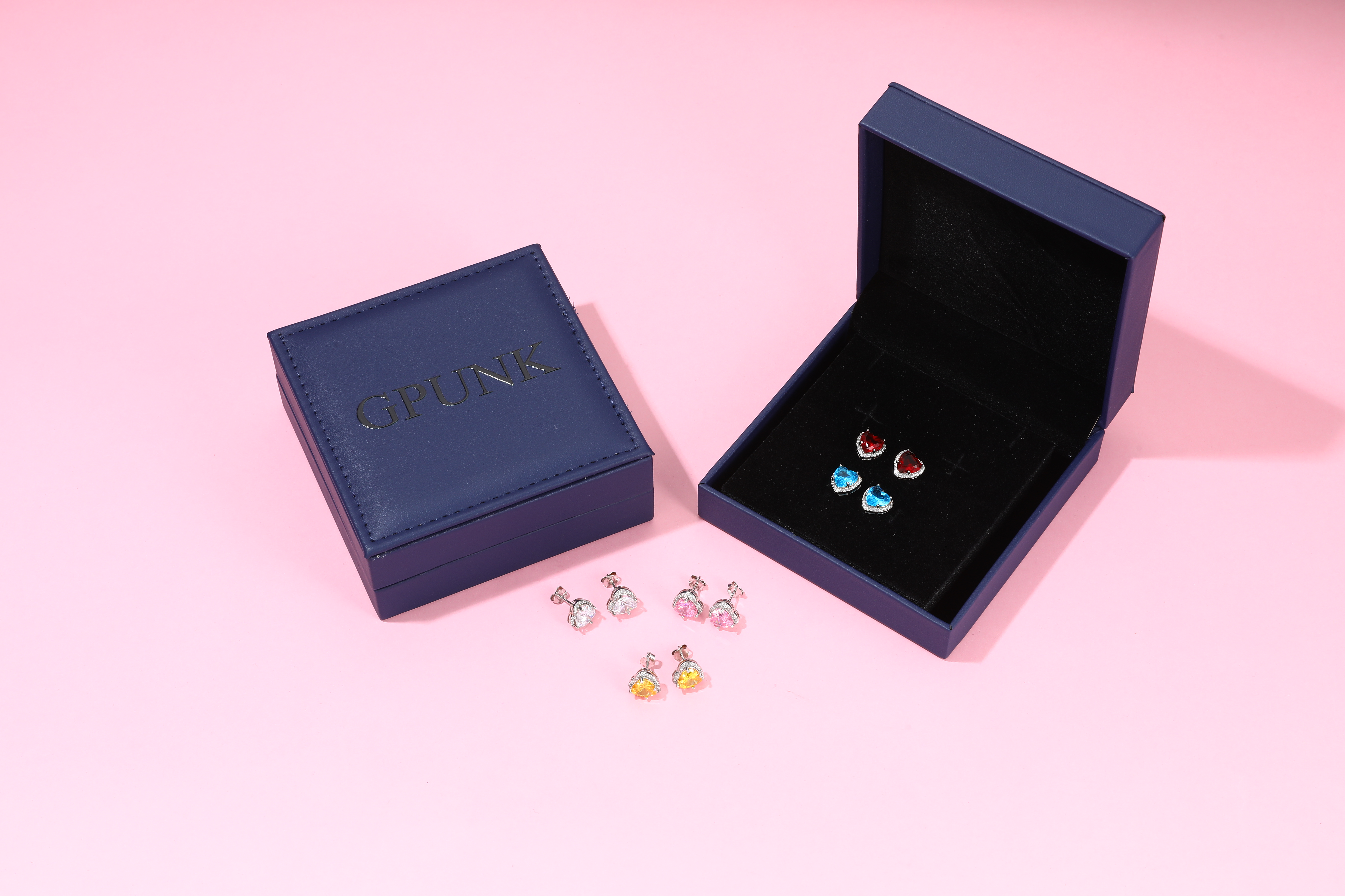 GPUNK Sparkling 925 Sterling Silver Birthstone Stud Earrings for Women Heart Studs Earrings, Great Birthday/Christmas Gifts One Pair