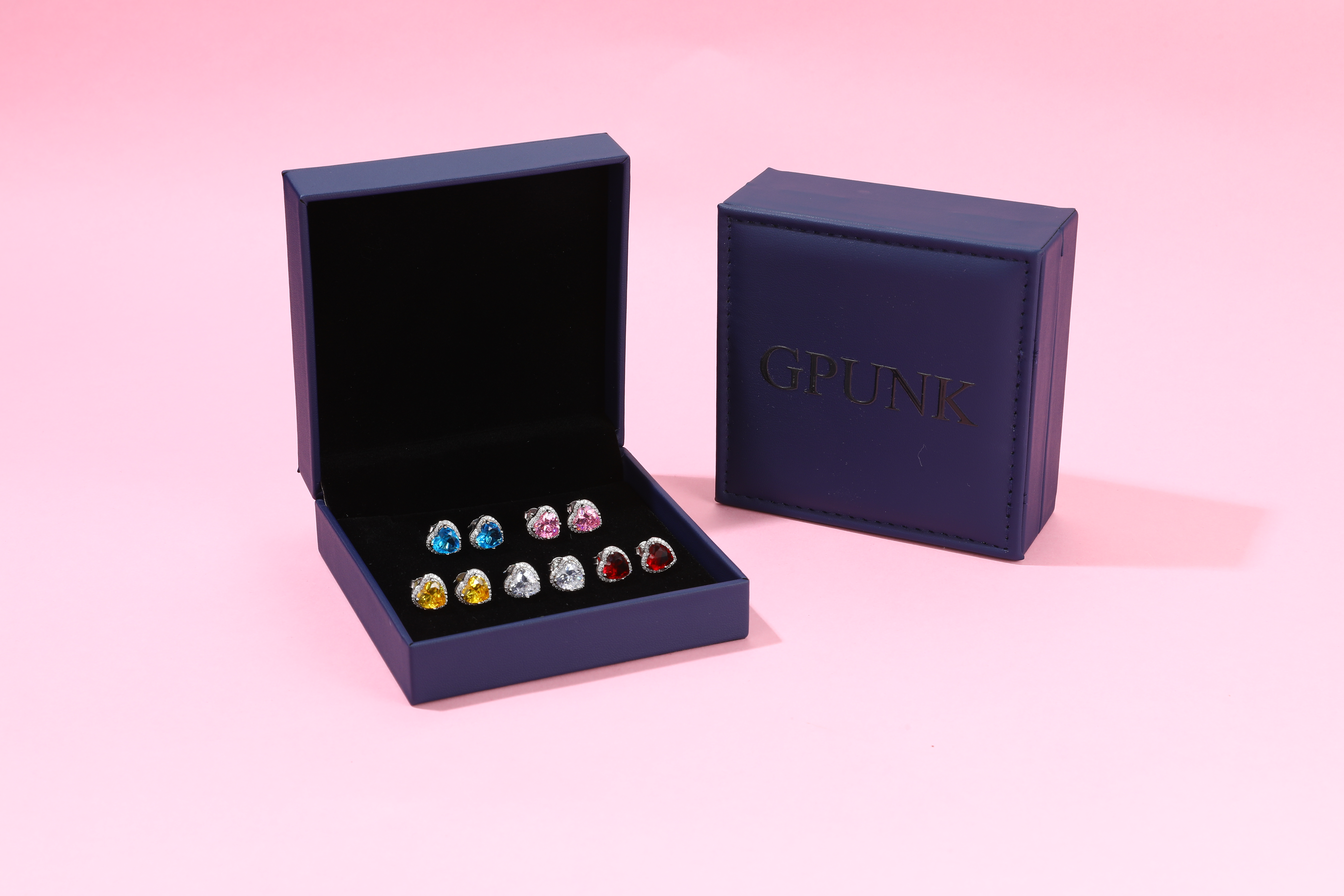GPUNK Sparkling 925 Sterling Silver Birthstone Stud Earrings for Women Heart Studs Earrings, Great Birthday/Christmas Gifts One Pair