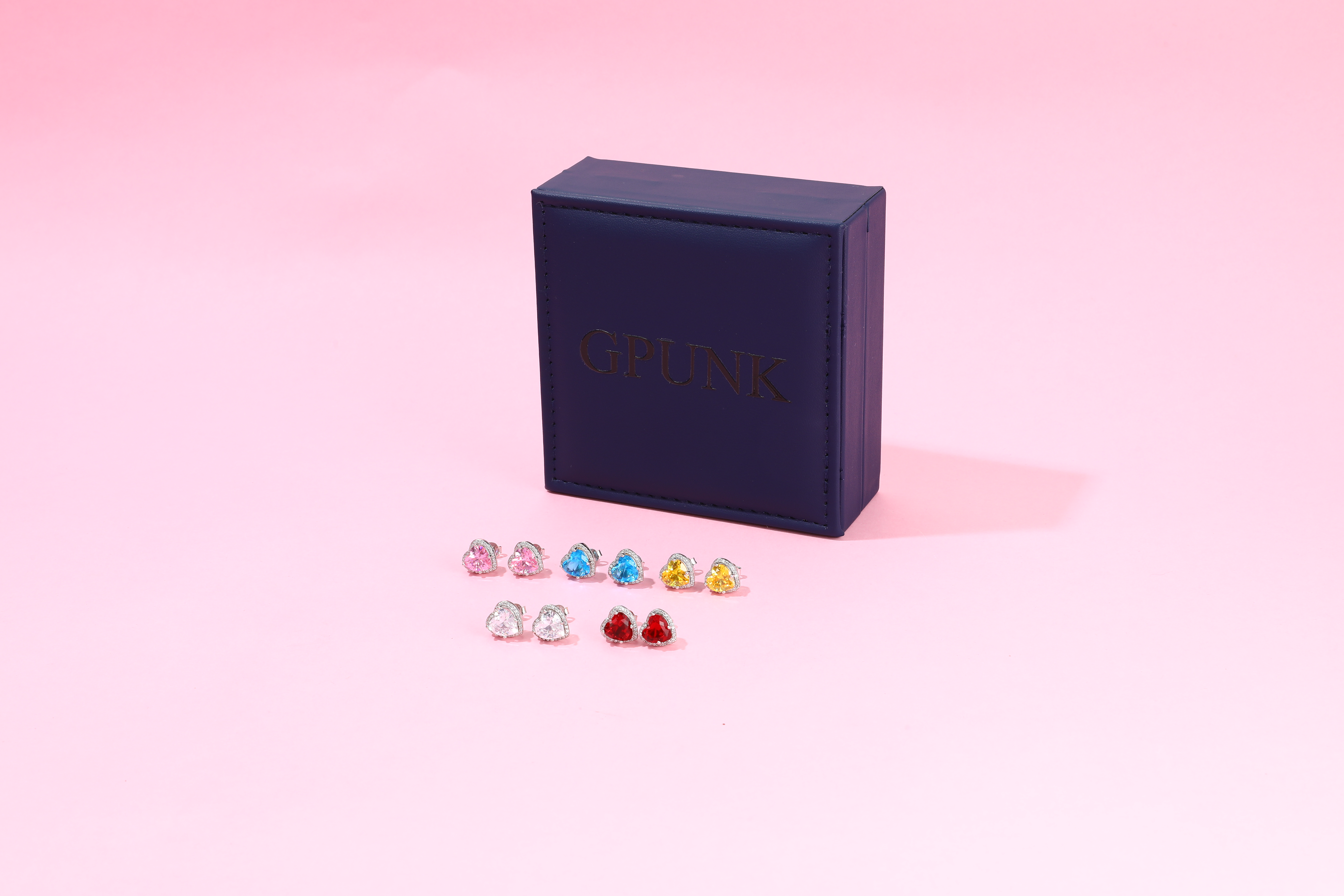 GPUNK Sparkling 925 Sterling Silver Birthstone Stud Earrings for Women Heart Studs Earrings, Great Birthday/Christmas Gifts One Pair