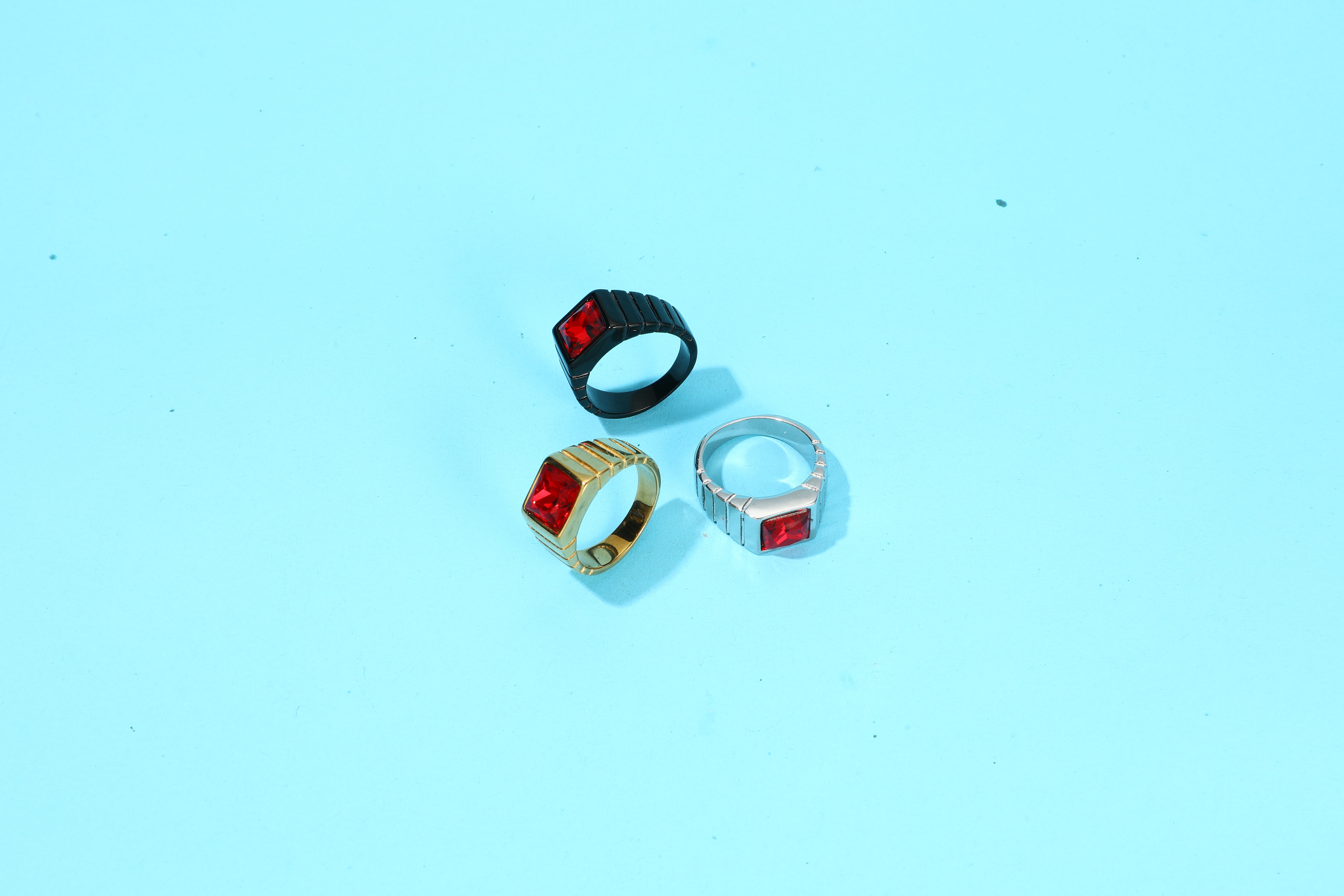 GPUNK Rings for Men Stainless Steel Statement Ring with Red Gemstone Signet Ring Birthday Jewelry Father Day Valentine's Day Gift for Men