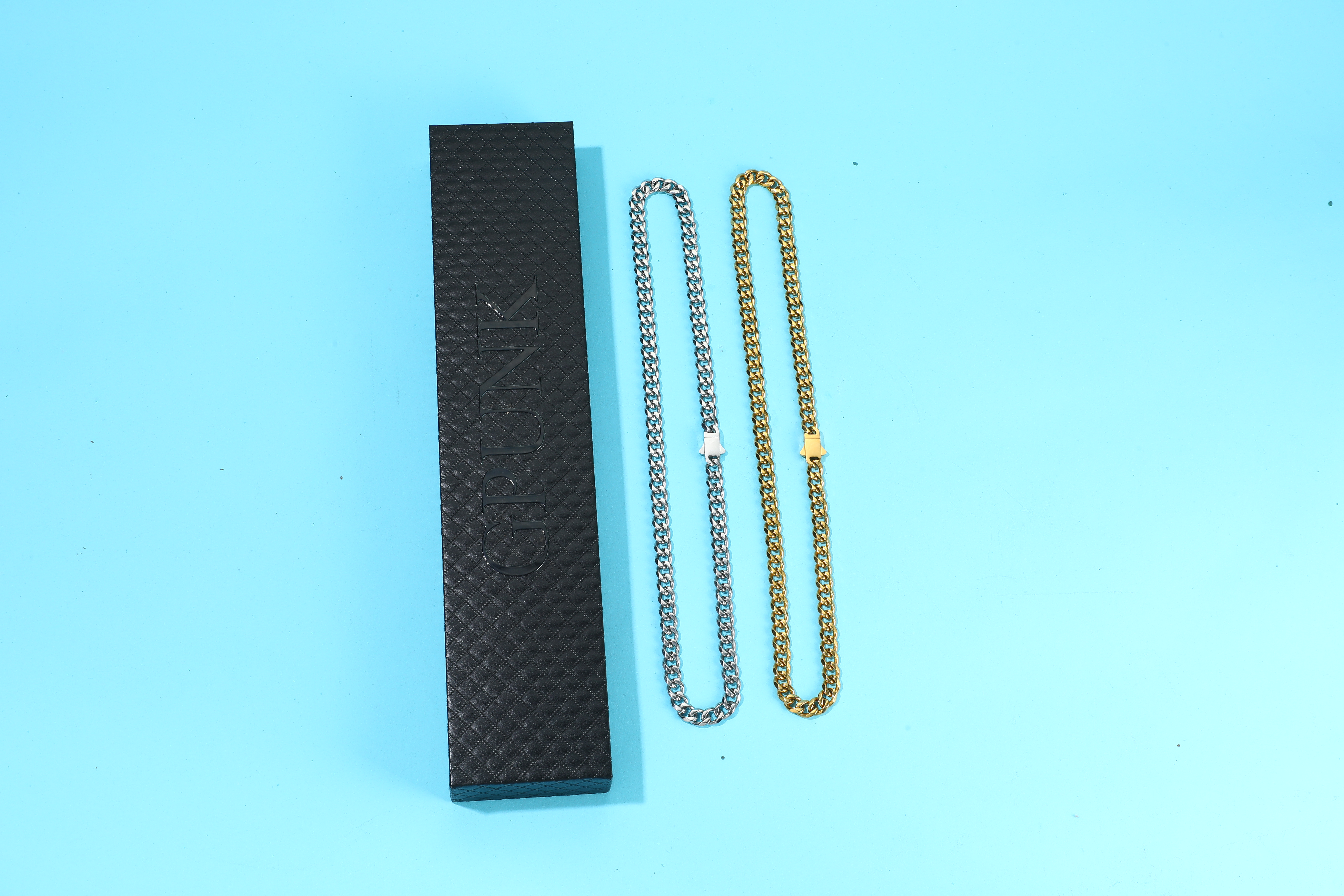 GPUNK Cuban Link Chain for Men, Stainless Steel Waterproof Necklace Miami Cuban Chain 18-30 Inch, Gold/Black Men’s Necklace No Tarnish & Durable, Jewelry for Daily Wear and Gift