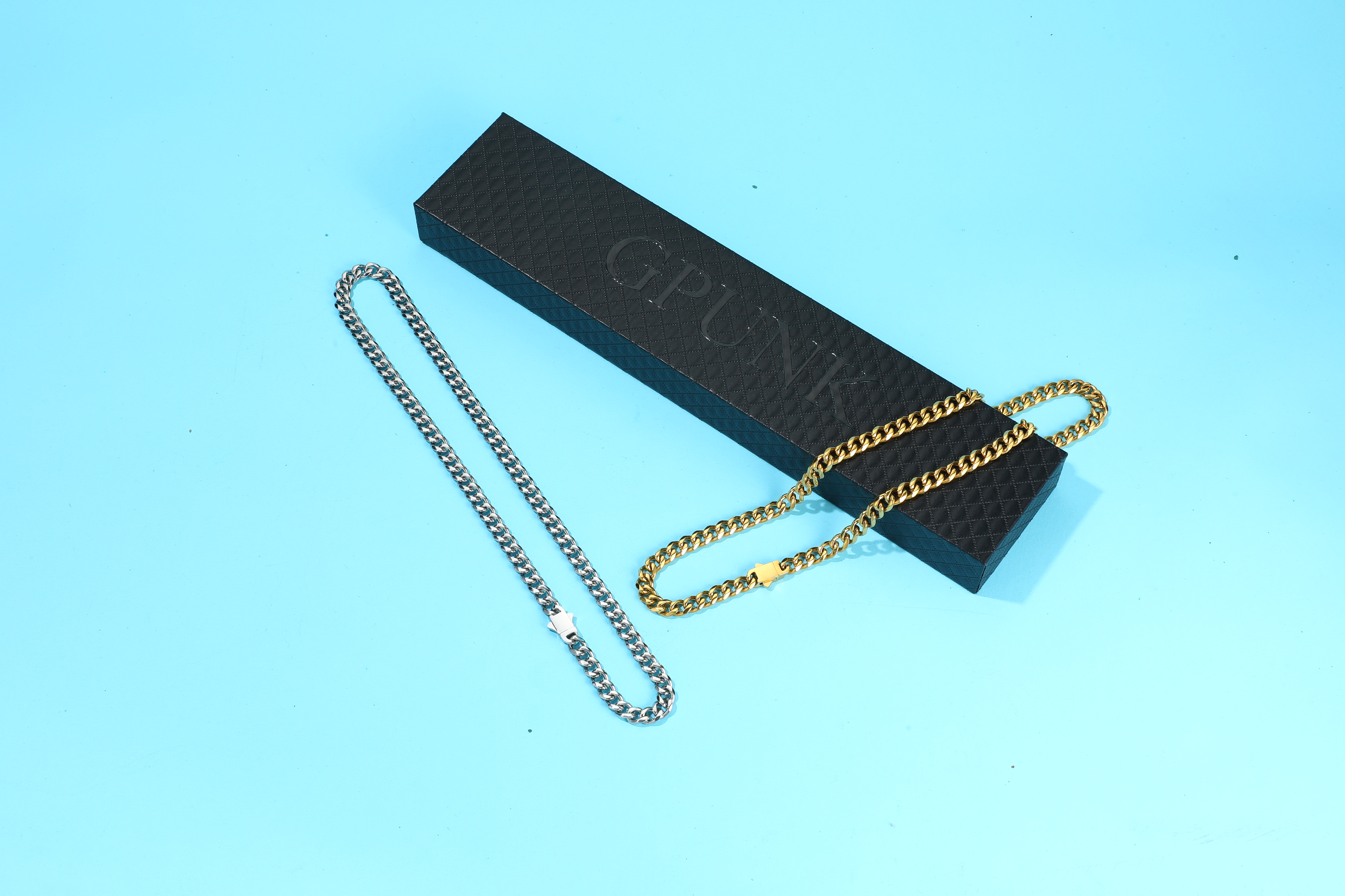 GPUNK Cuban Link Chain for Men, Stainless Steel Waterproof Necklace Miami Cuban Chain 18-30 Inch, Gold/Black Men’s Necklace No Tarnish & Durable, Jewelry for Daily Wear and Gift