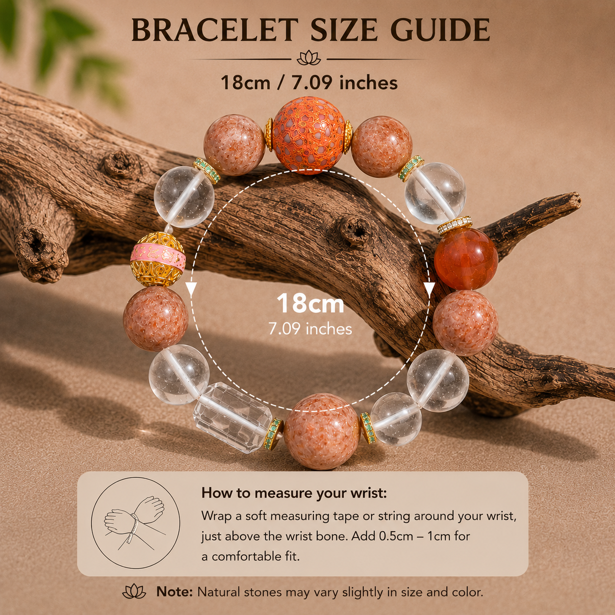 Red Rutilated Quartz & Clear Quartz Bracelet with Handcrafted Vermilion MOP Lacquer Bead