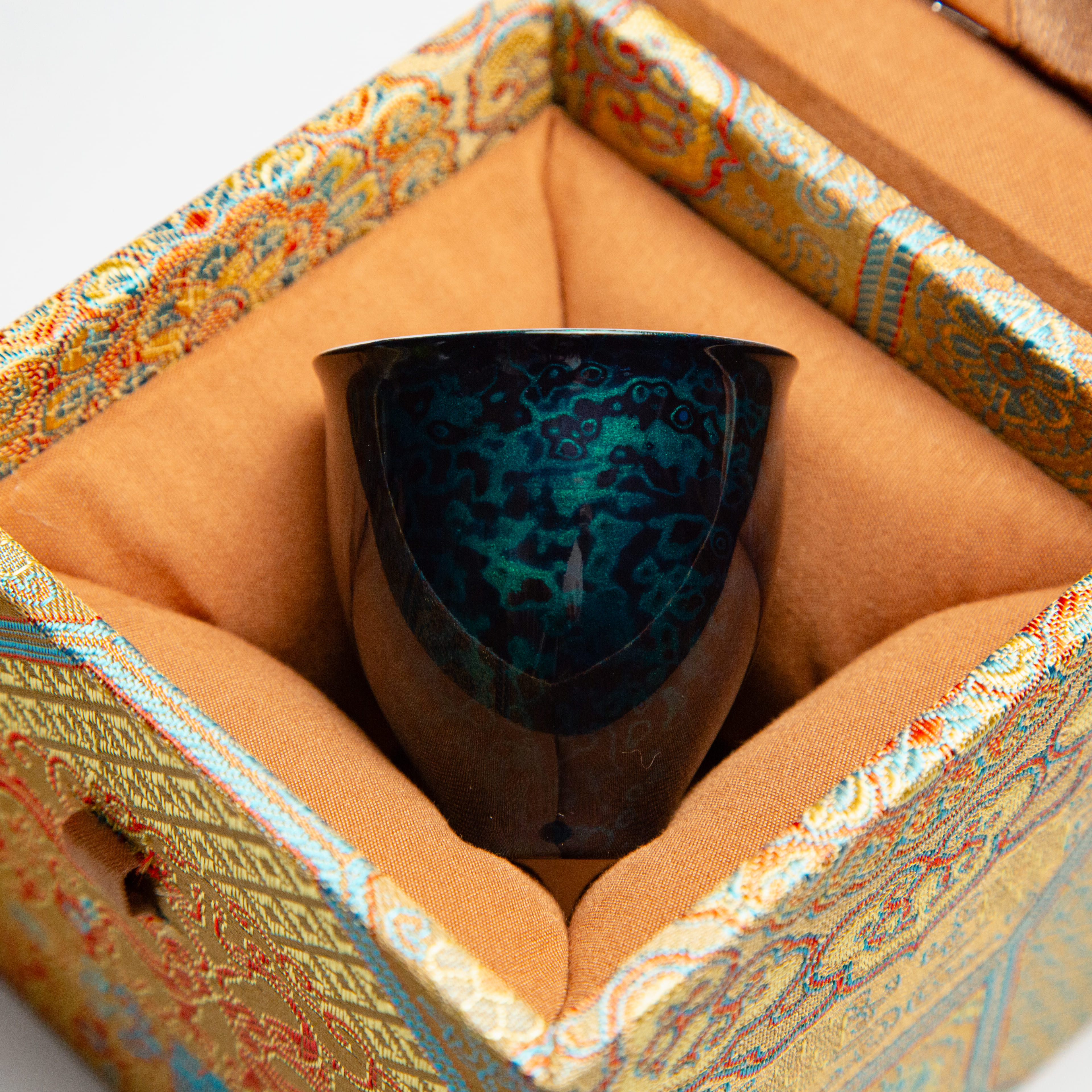 Oriental Deep Green Rhinoceros Skin Lacquer Tea Cup