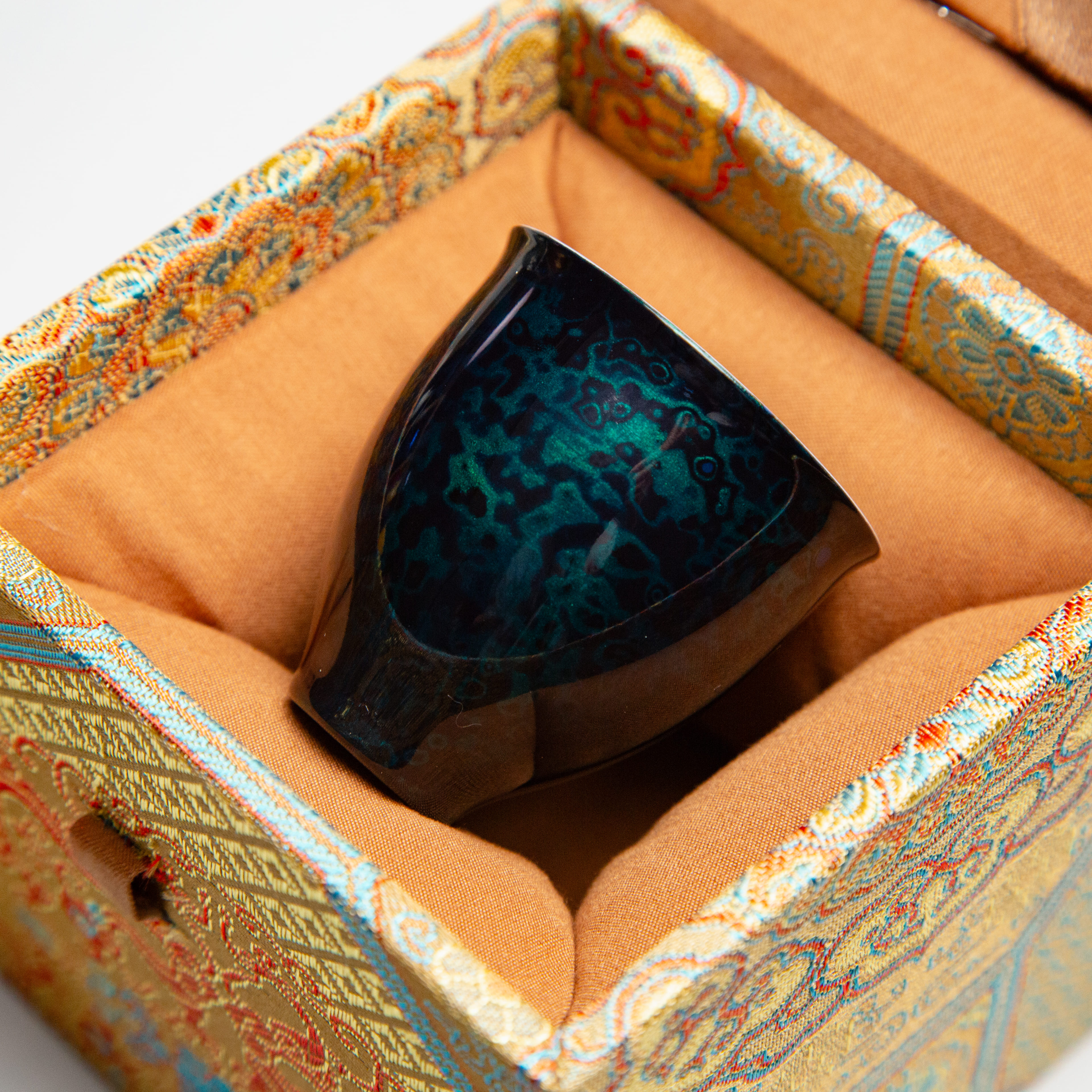 Oriental Deep Green Rhinoceros Skin Lacquer Tea Cup