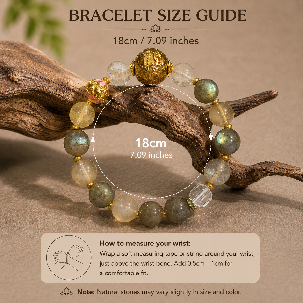 Imperial Fortune Crystal Bracelet – Golden Rutilated Quartz, Hawk's Eye & Heritage Lacquer Bead