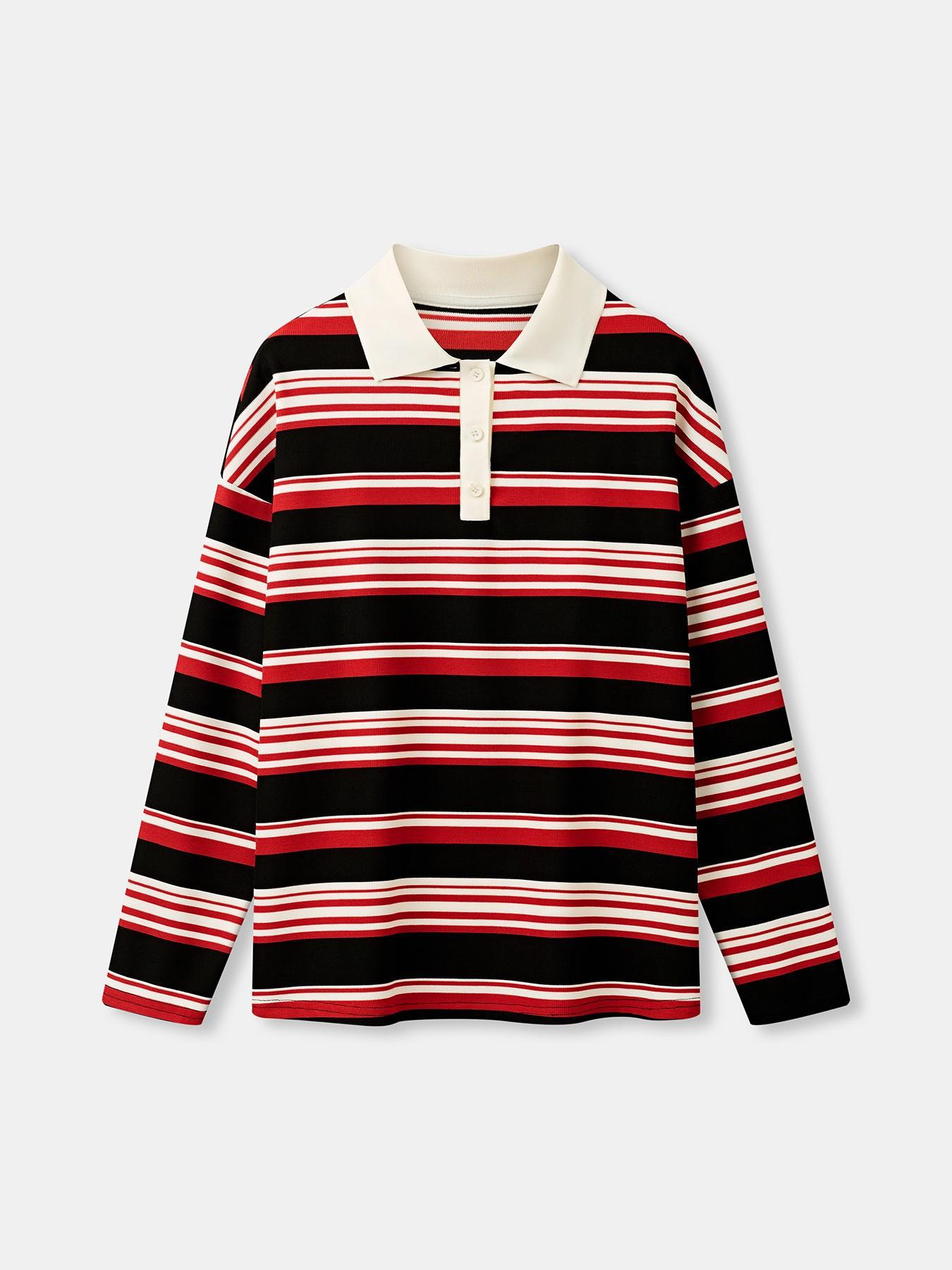 Women's Classic Casual Striped Long Sleeve Spring Fall Round Neck Fitted Top, Versatile Stripes Design, Perfect for Daily Wear-TACTILEFABLE