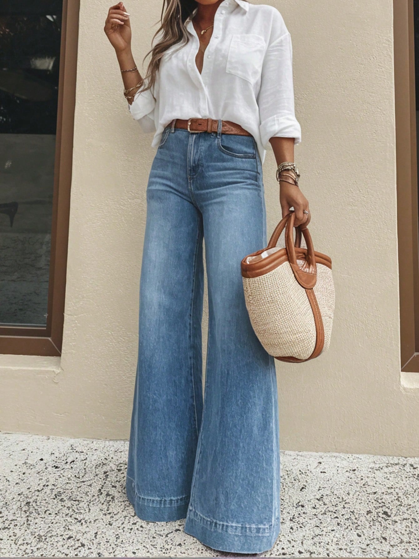 Women's Loose Straight Leg Jeans with Pockets, Comfortable and Fashionable, Perfect for Daily Wear, Versatile Casual Style-TACTILEFABLE