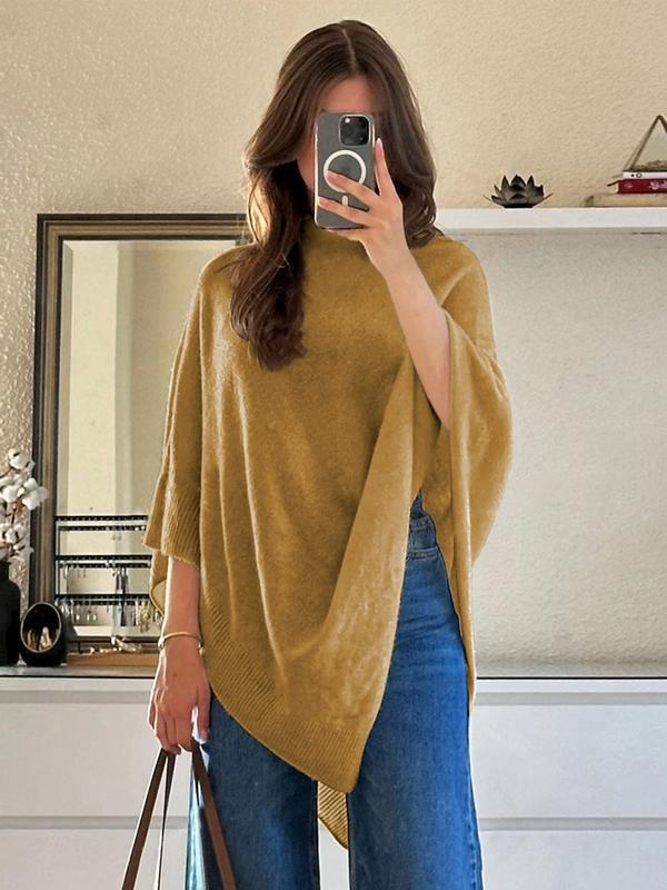 Women's Plain Loose Elegant Fashion Knit Shawl, Fall & Winter Mid-Weight Knit Wrap, Stylish Versatile Accessory for Ladies, Trendy Solid Shawl, Loose Fit Shawl