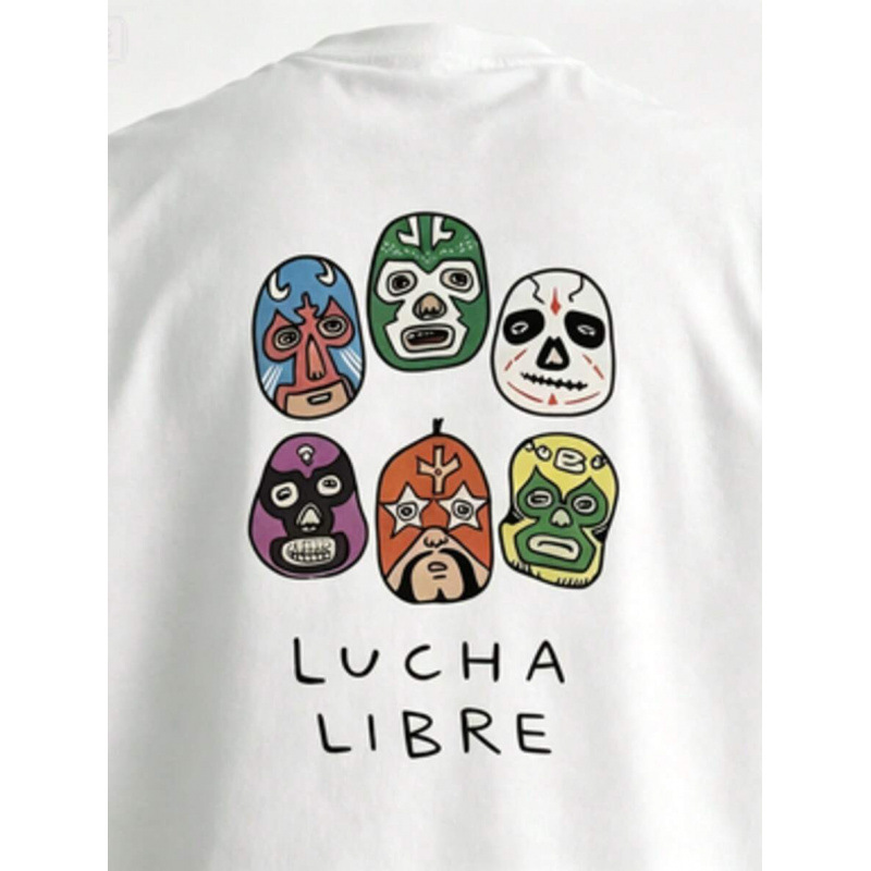 Men’s Cotton Lucha Libre Wrestler Mask Graphic Crew Neck Short Sleeve Tee-Tactilefable
