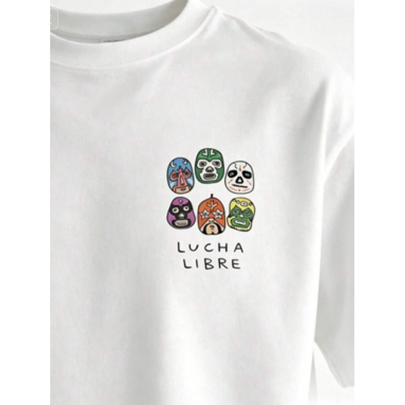 Men’s Cotton Lucha Libre Wrestler Mask Graphic Crew Neck Short Sleeve Tee-Tactilefable