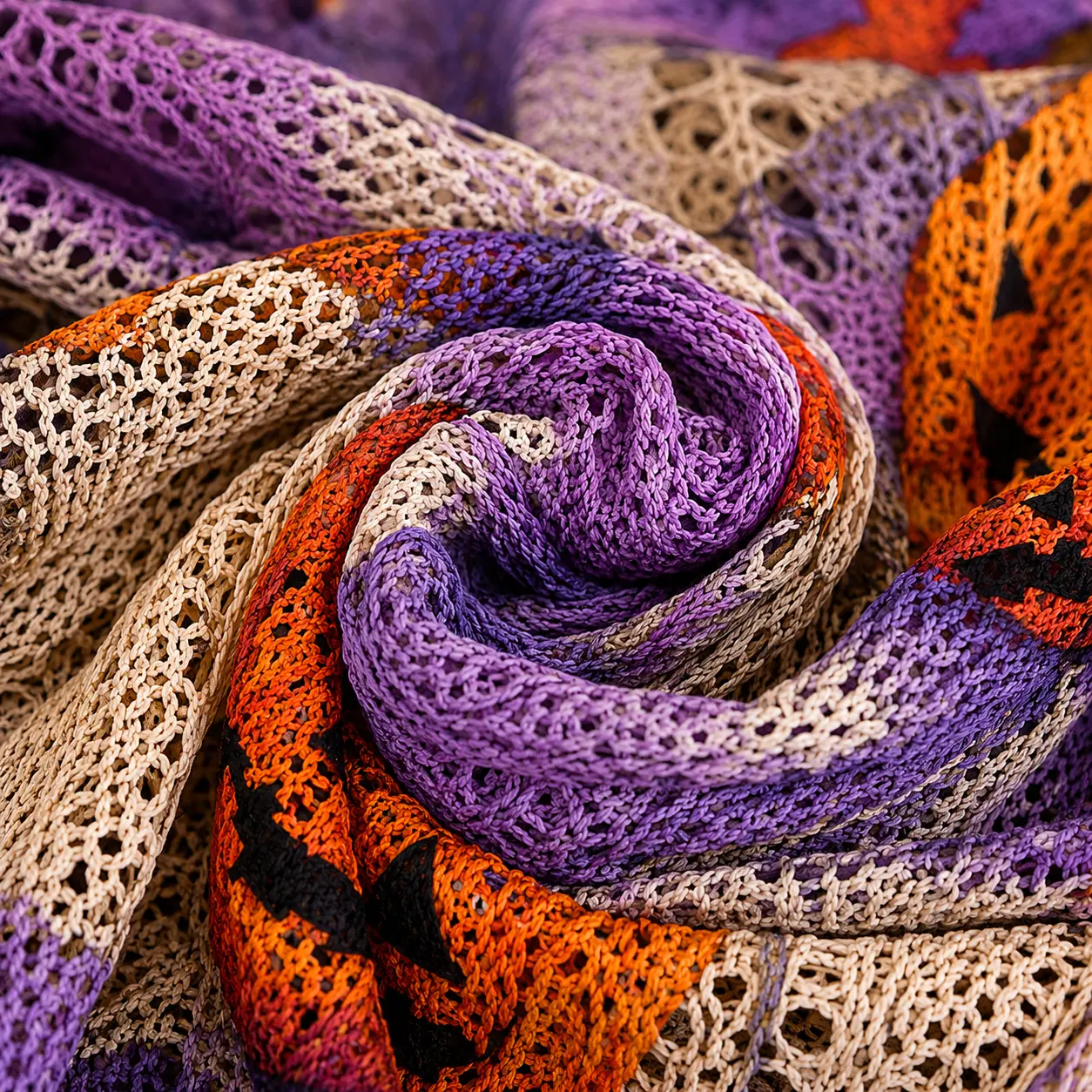 Women's Long-Sleeve Style Knitwear Piece, Halloween Pumpkin-Bat Print Casual Fall Pullover.