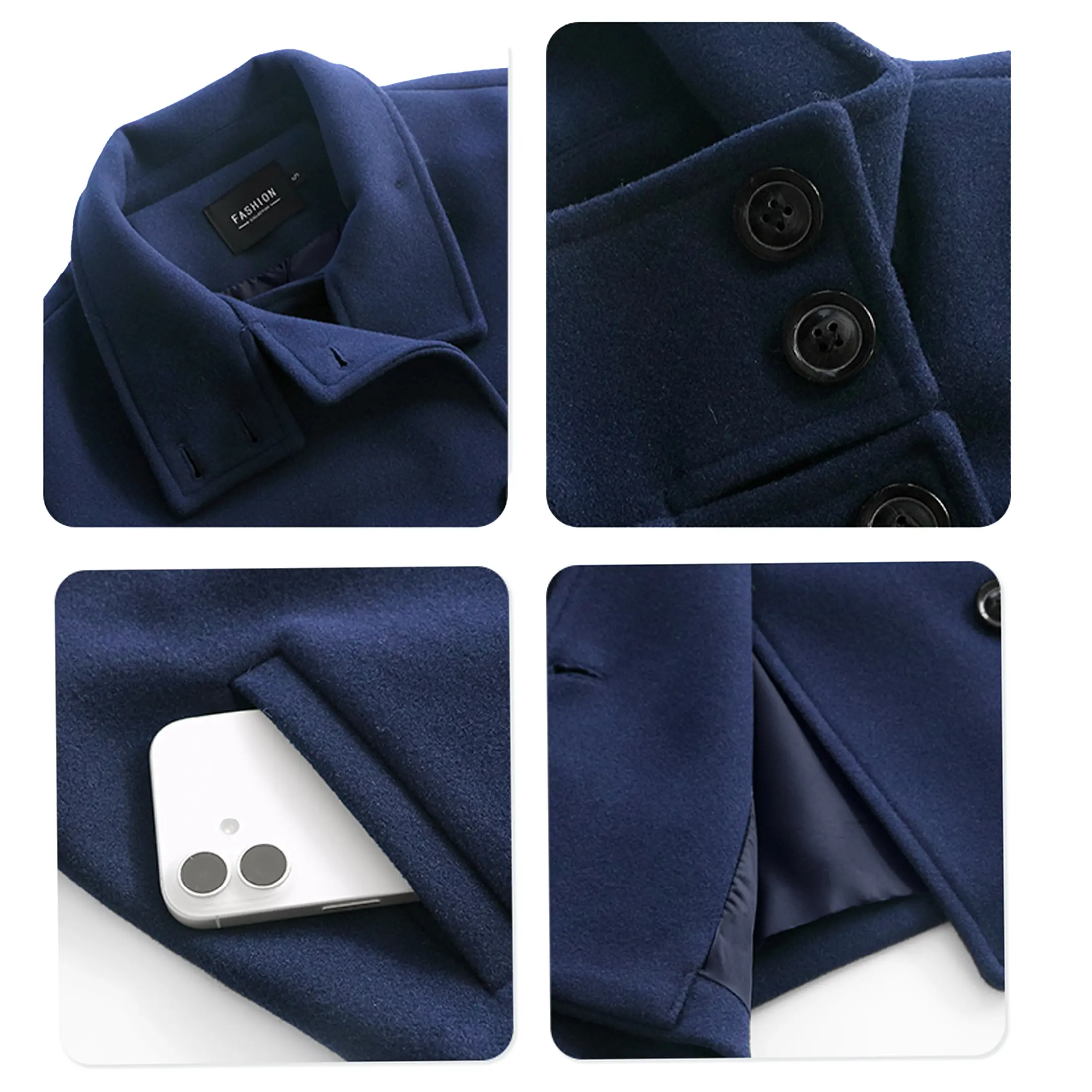 Women Short Stand Collar Wool Look Coat, Loose Asymmetric Button Down Fall Outerwear-Tactilefable