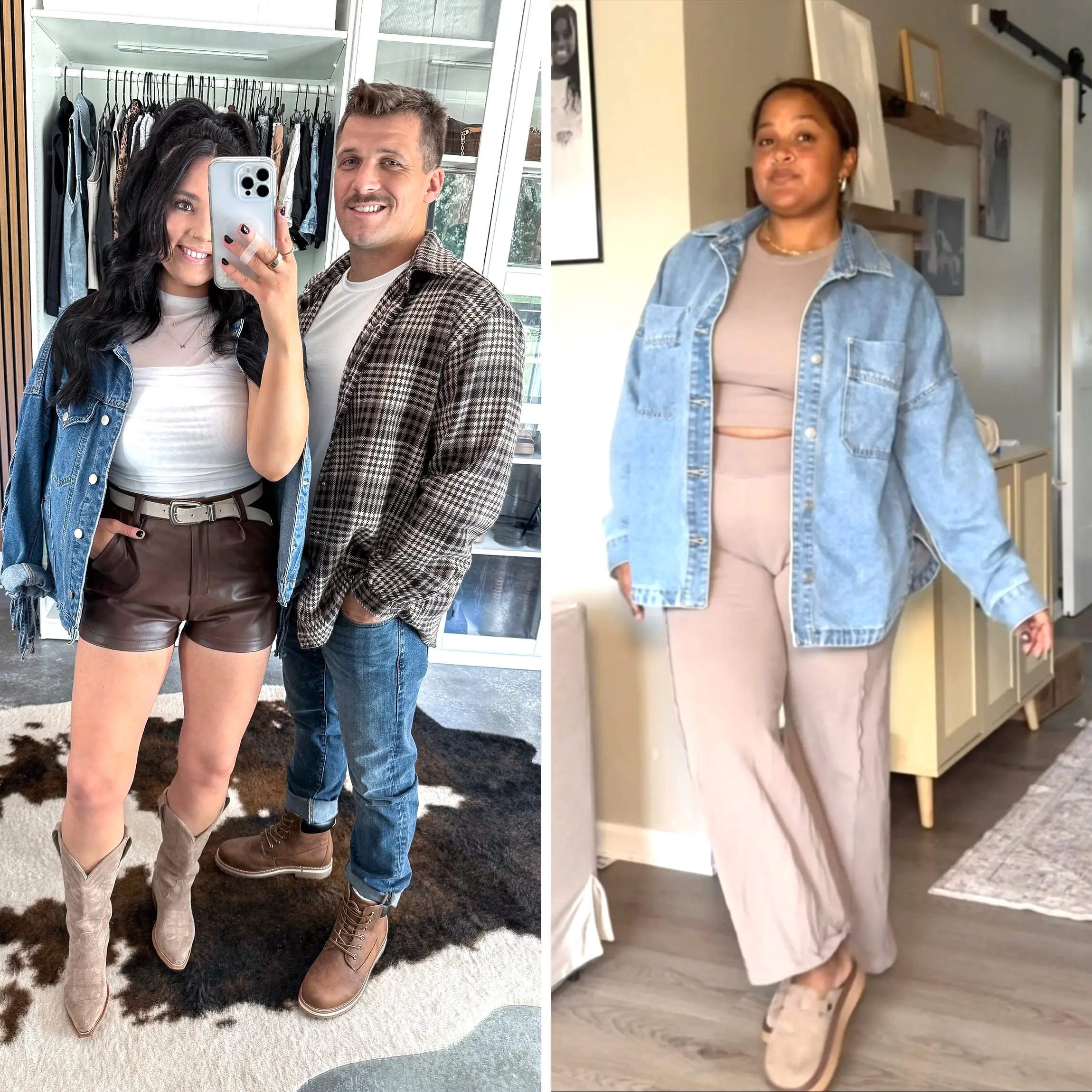 Women’s Oversized Mid-Long Denim Jacket  Fit Jean Jacket with Pockets Casual Loose Denim Coat-TACTILEFABLE