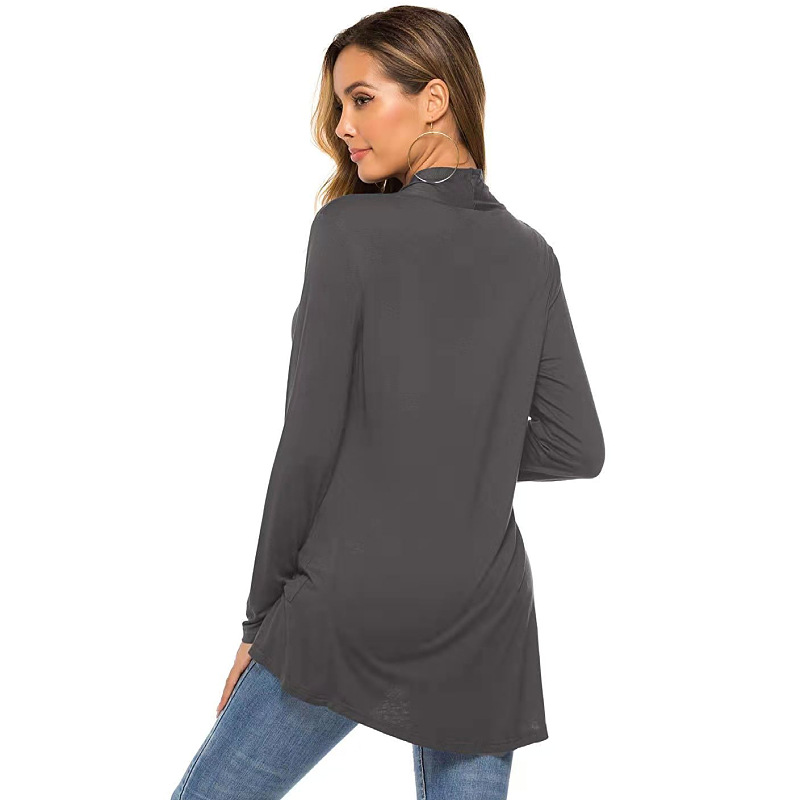 Women's Modal Long Sleeve Open Front Cardigan, V Neck Mid Length Casual Knit Cardigan with Pockets-TACTILEFABLE