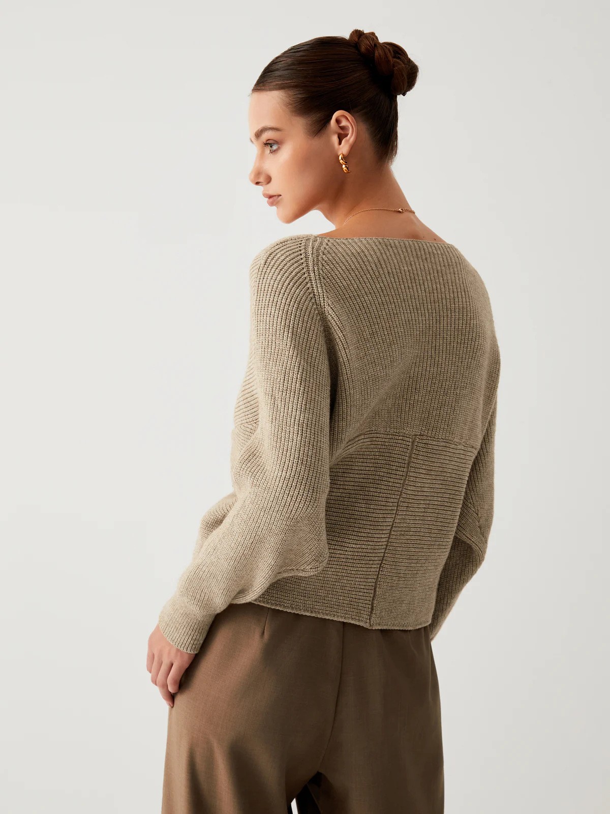 Off The Shoulder Sweater for Women Winter Fall Fashion V Neck Long Sleeve Ribbed Knit Wrap Cropped Sweaters-TACTILEFABLE