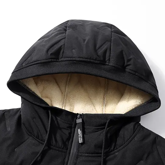 Women's Fleece Lined Hooded Winter Jacket, Plus Size Lightweight Warm Casual Zip Up Coat-TACTILEFABLE