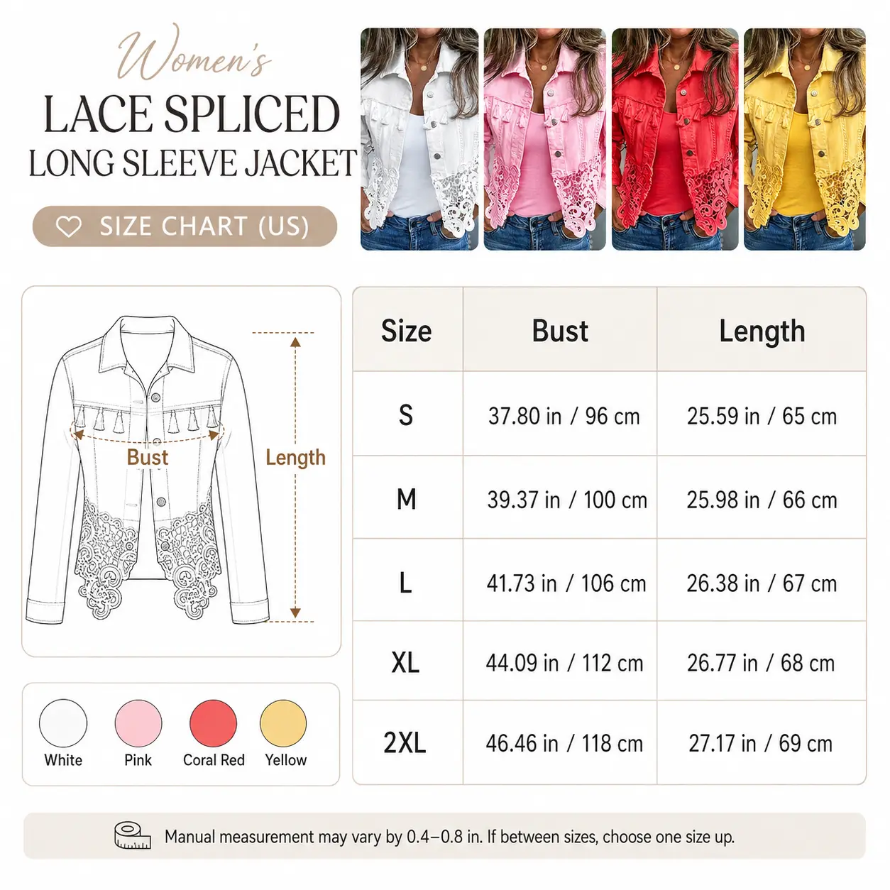 Women’s Chic Splice Lace Denim Jacket - Tassel Trim, Button-Up Long Sleeve.-Tactilefable