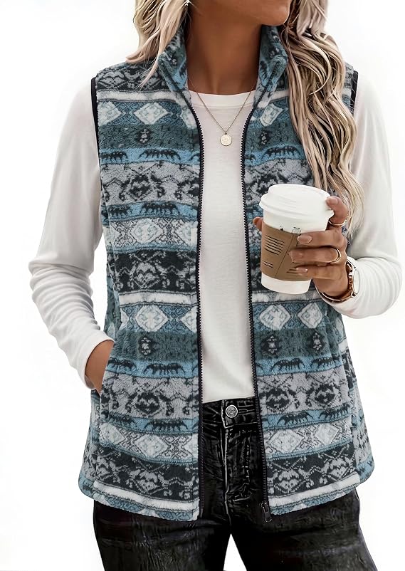 Womens Outerwear Vests With Pockets Zipper Sleeveless Fleece Jackets-Tactilefable