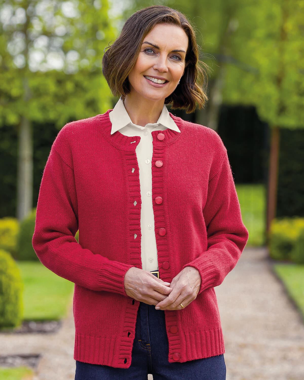 Ladies’ Pure Shetland Wool Cardigan – Poppy-Tactilefable