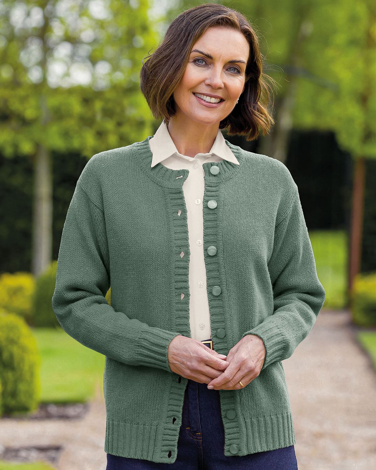 Ladies’ Pure Shetland Wool Cardigan – Lovat-Tactilefable