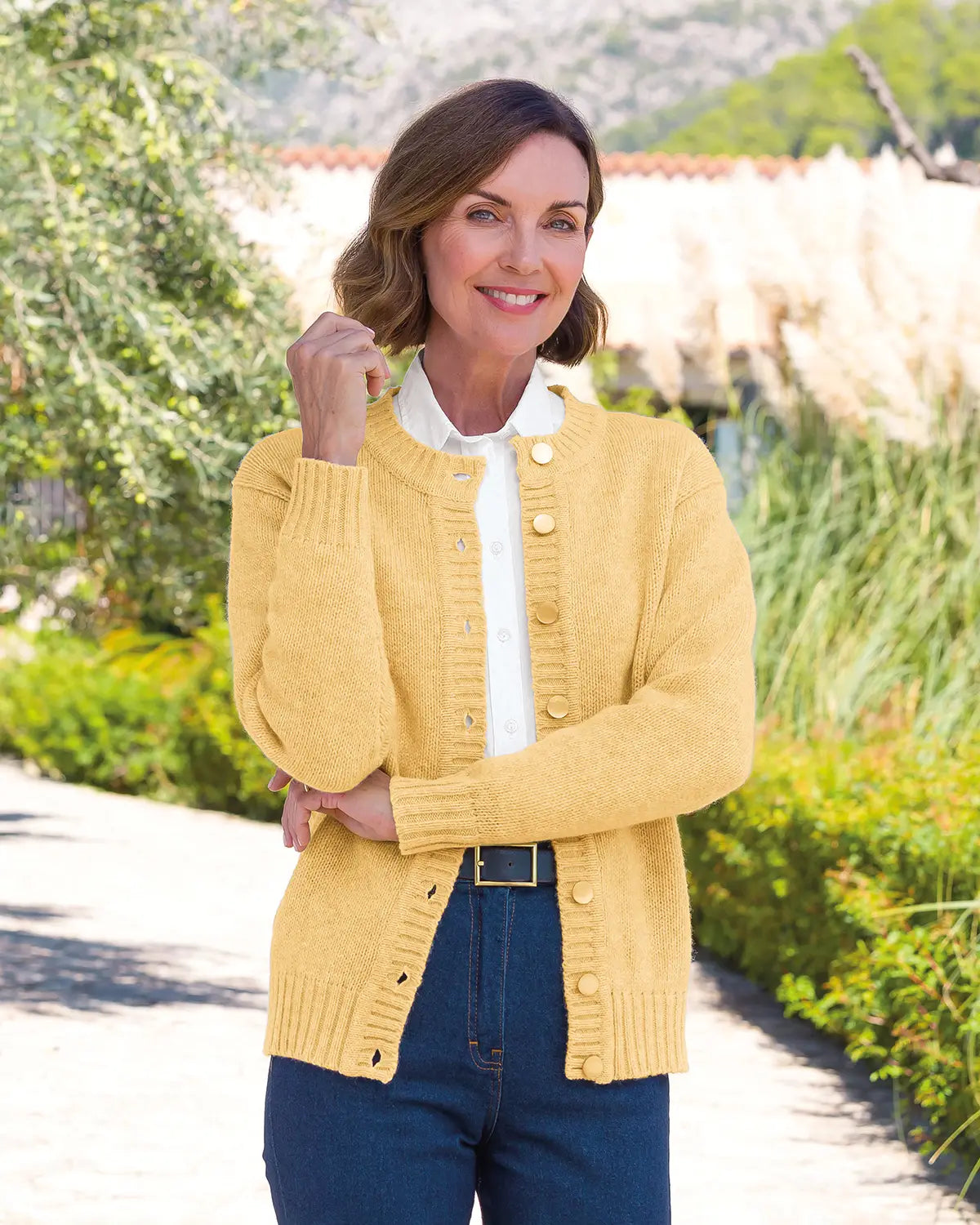 Ladies’ Pure Shetland Wool Cardigan – Buttermilk-Tactilefable