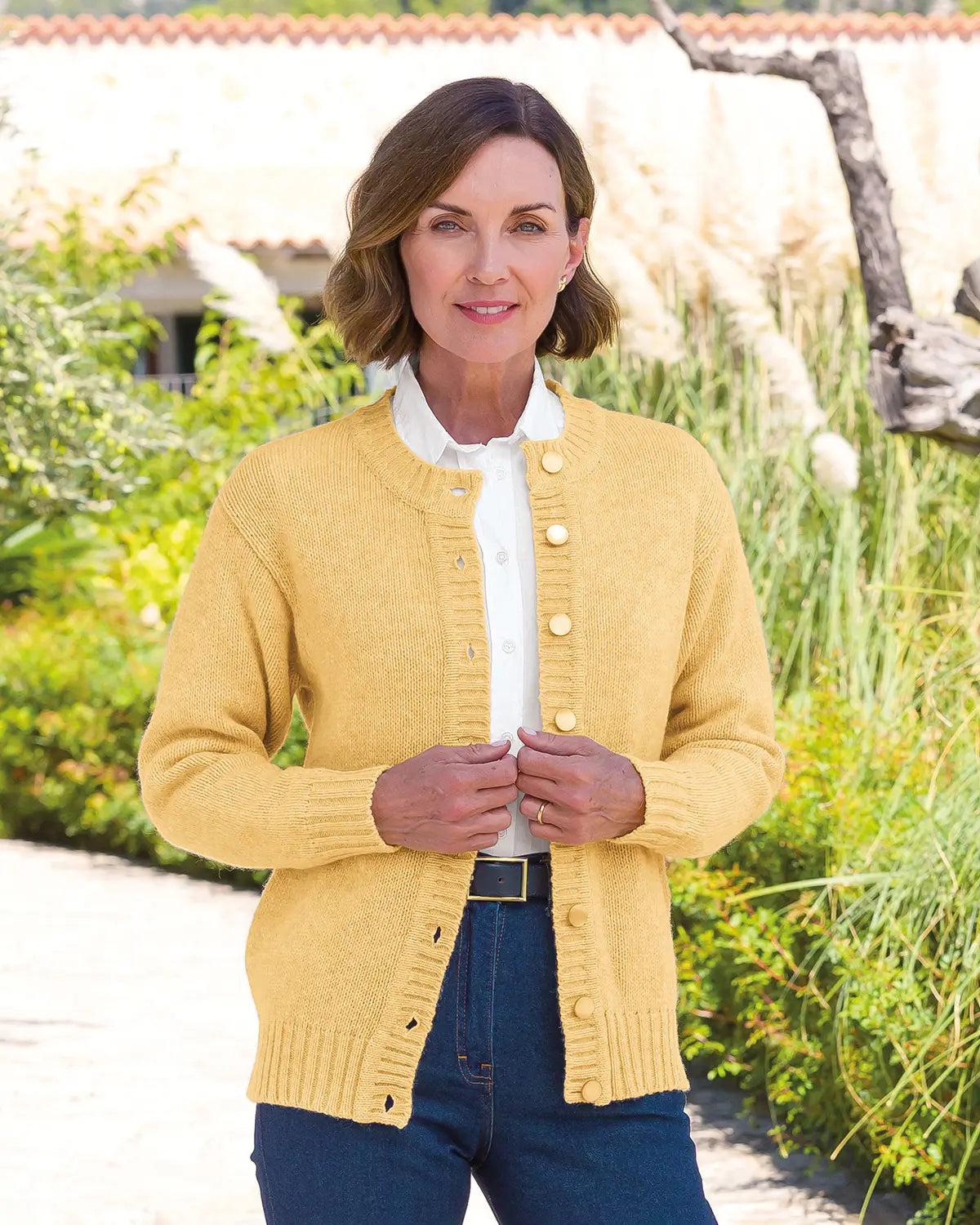 Ladies’ Pure Shetland Wool Cardigan – Buttermilk-Tactilefable