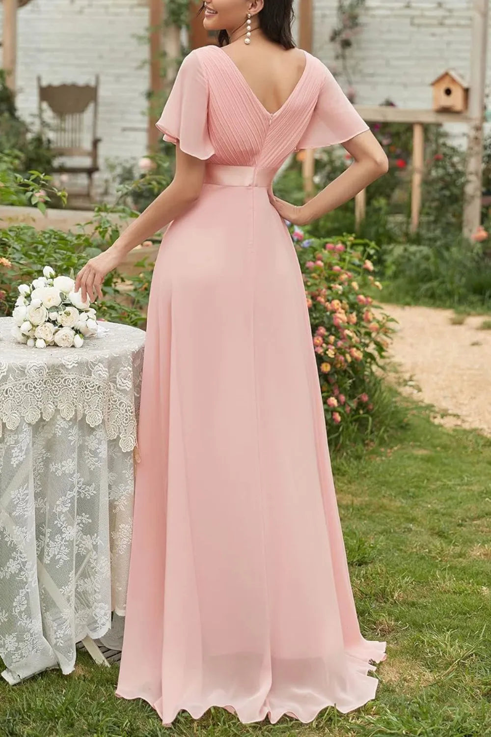 Rosalie Flutter Sleeve Maxi Dress | 2 Colors | Poundton-Tactilefable