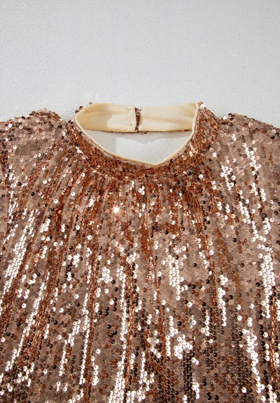 Harper Backless Sequin Mock Neck Long Sleeve Mini Dress-Tactilefable