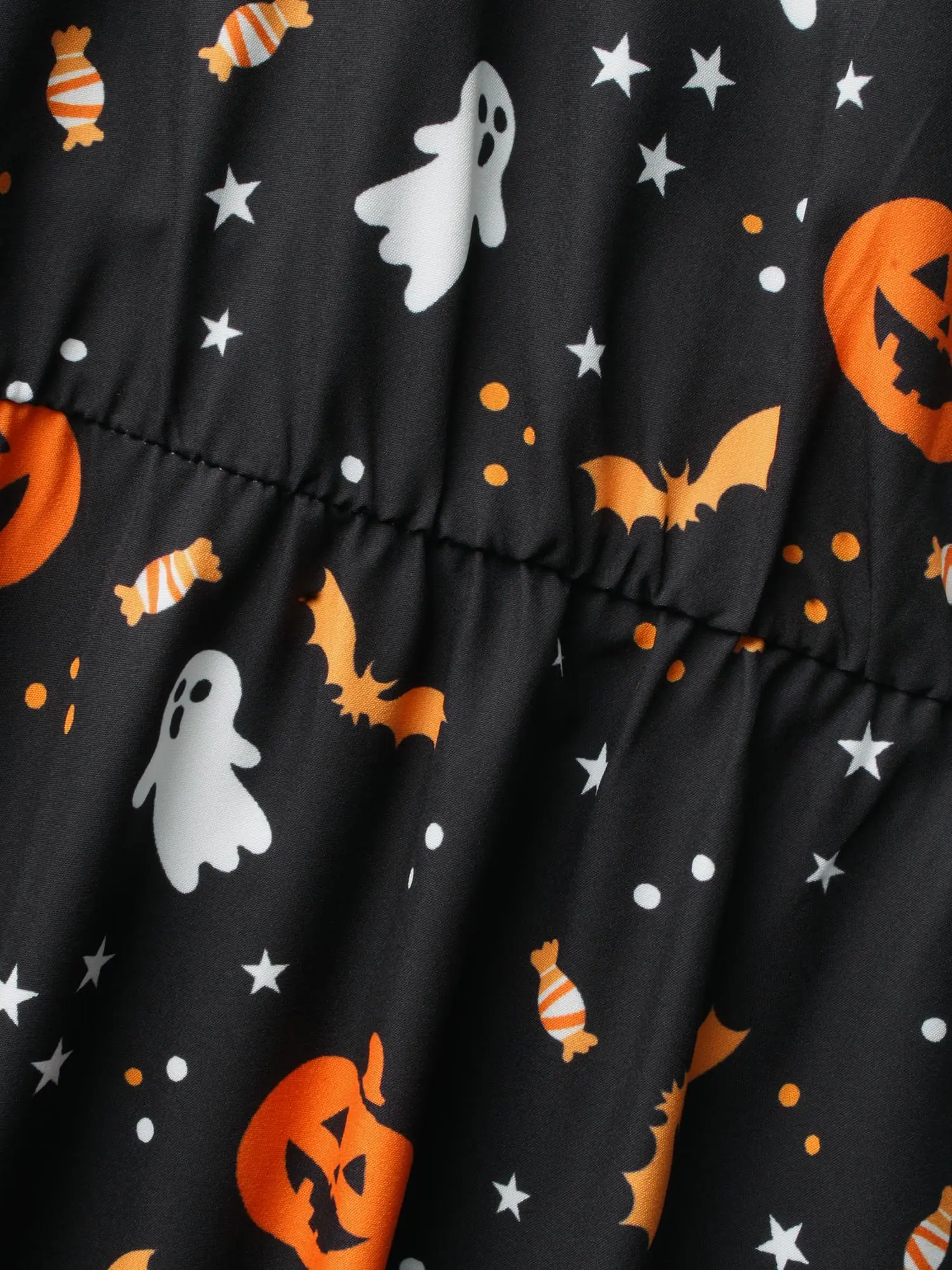Pumpkin Printed Ruffle Sleeve Midi Dress for Women Casual Halloween-Tactilefable