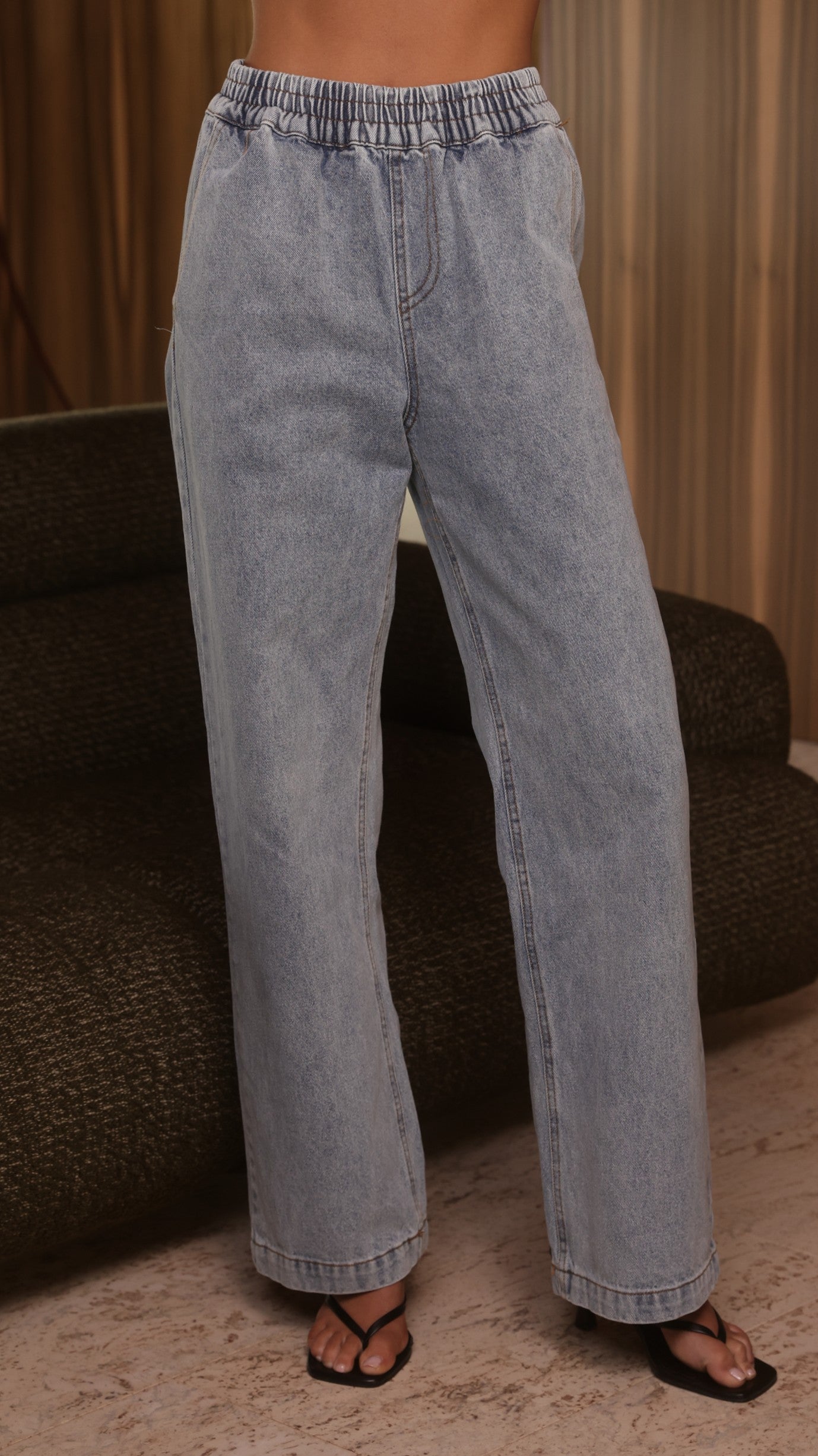 Zina Denim Pants - Mid Blue-Tactilefable