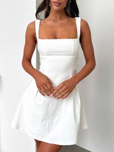 Arabella Devine Bow Back Square Neck Mini Dress | 4 Colors-Tactilefable